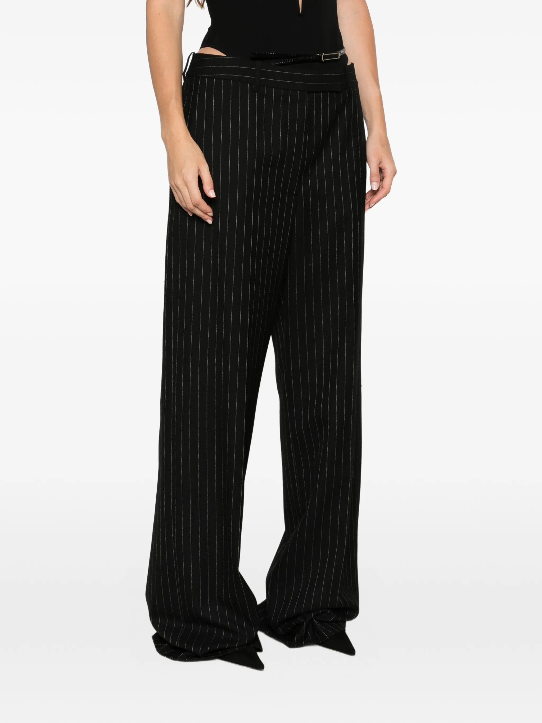 pinstripe-pattern trousers