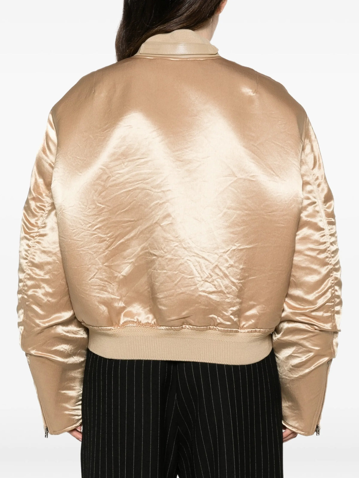 padded satin bomber jacket