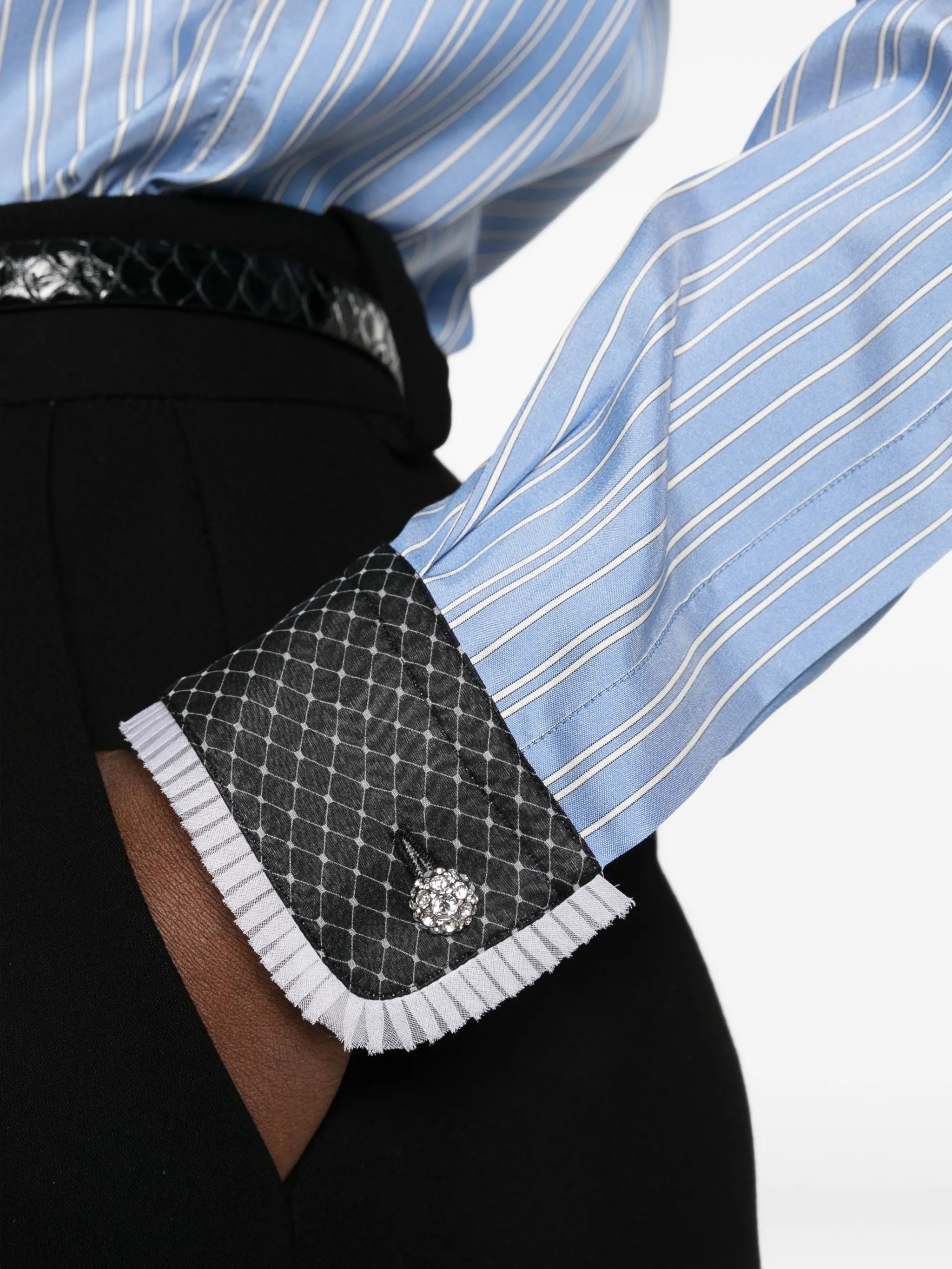 striped-pattern silk shirt