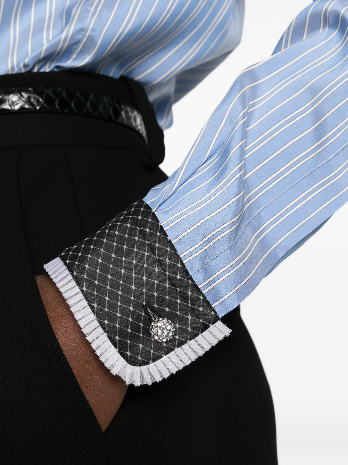 striped-pattern silk shirt