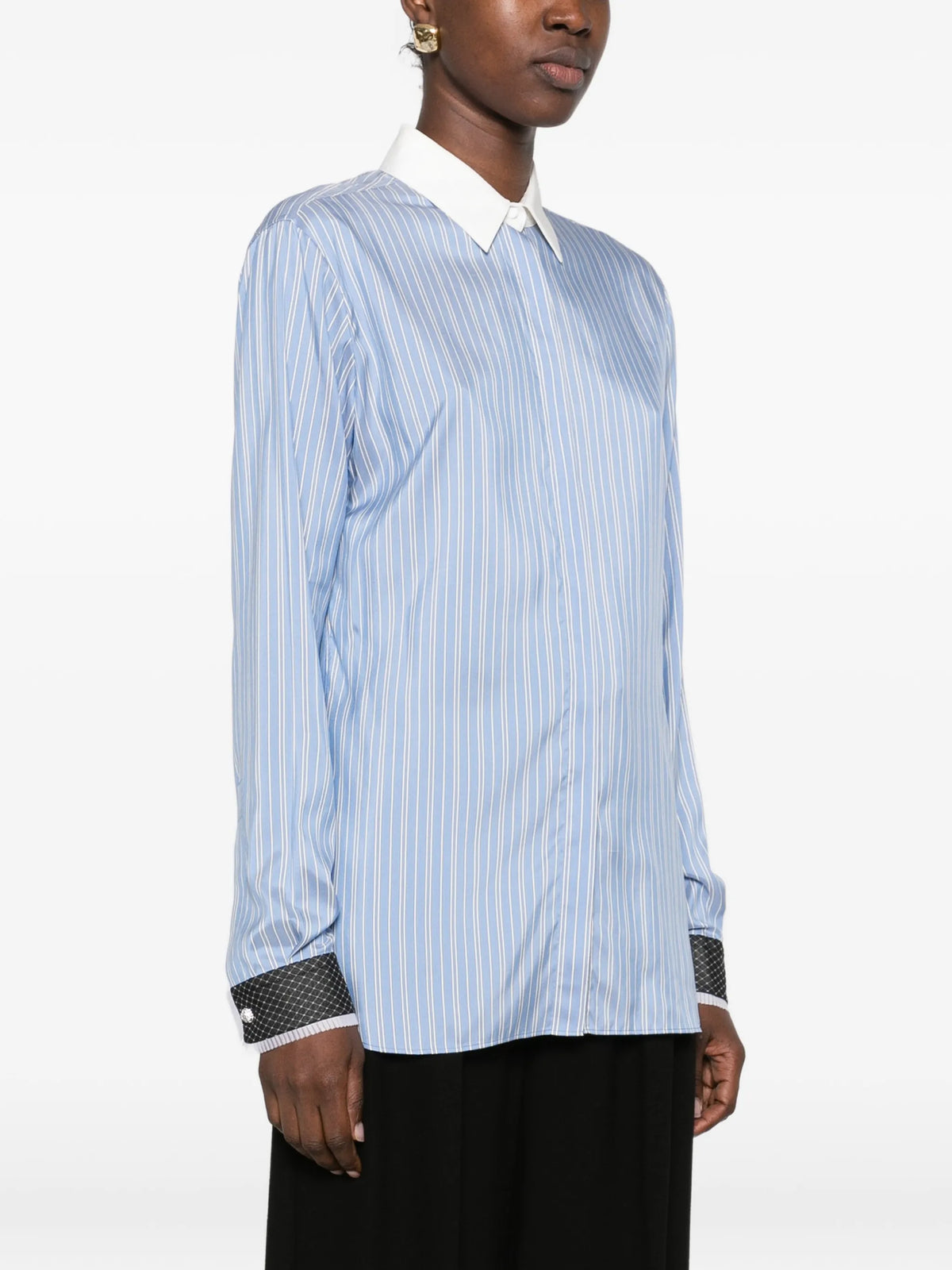 striped-pattern silk shirt