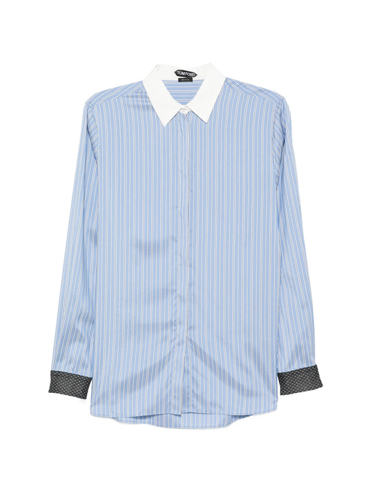 striped-pattern silk shirt