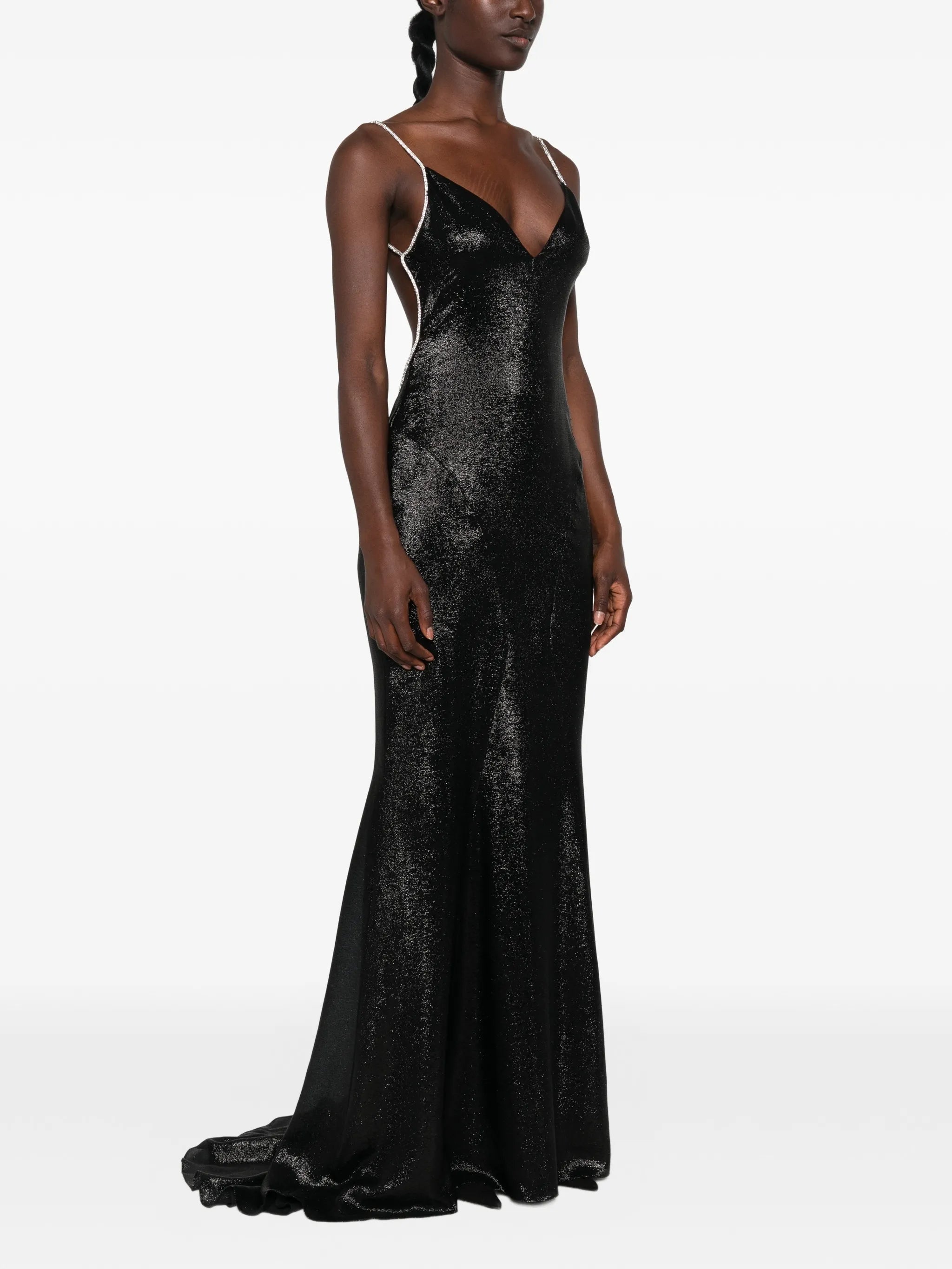 crystal-embellished evening maxi dress