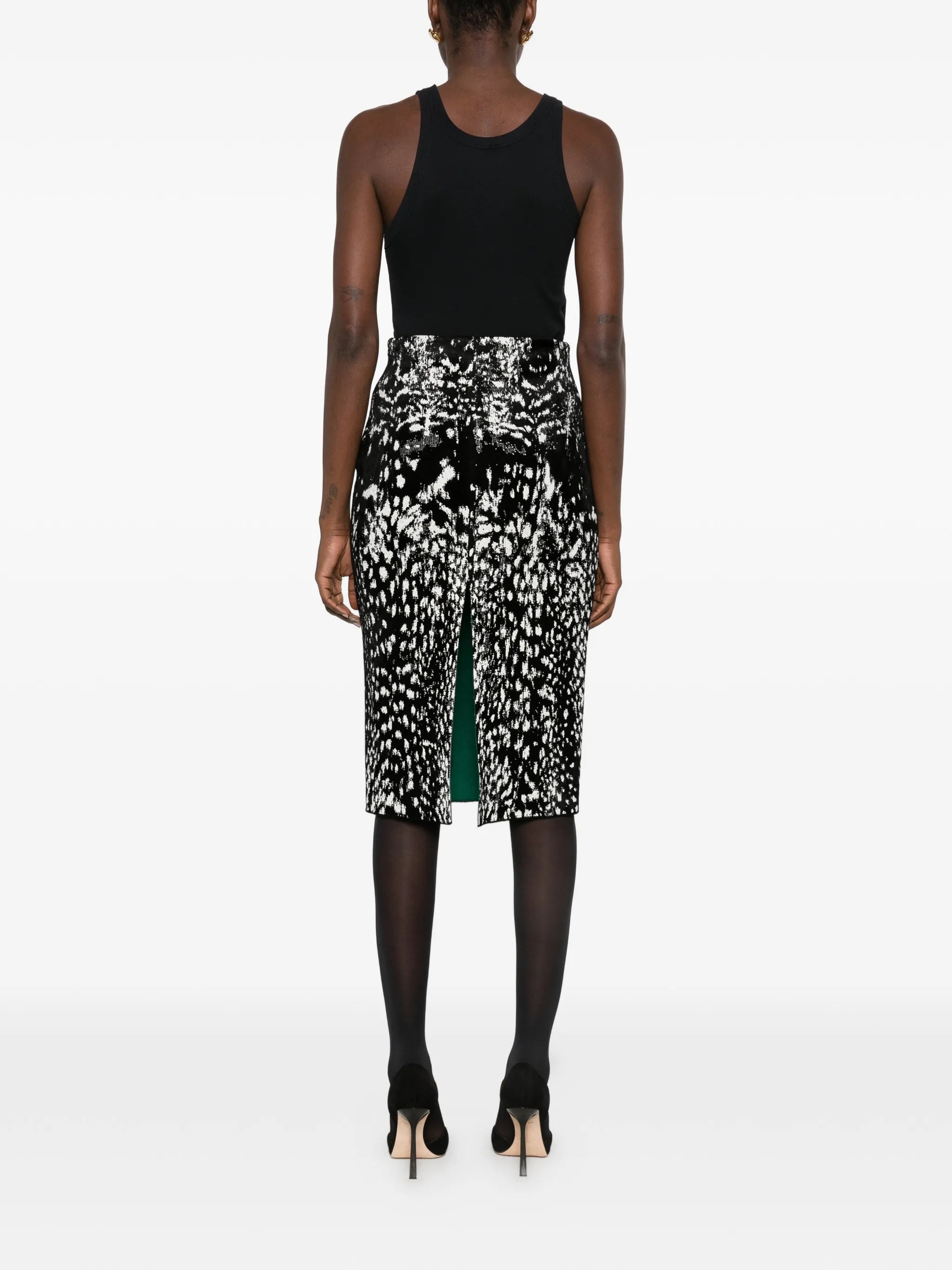 Lynx jacquard midi pencil skirt