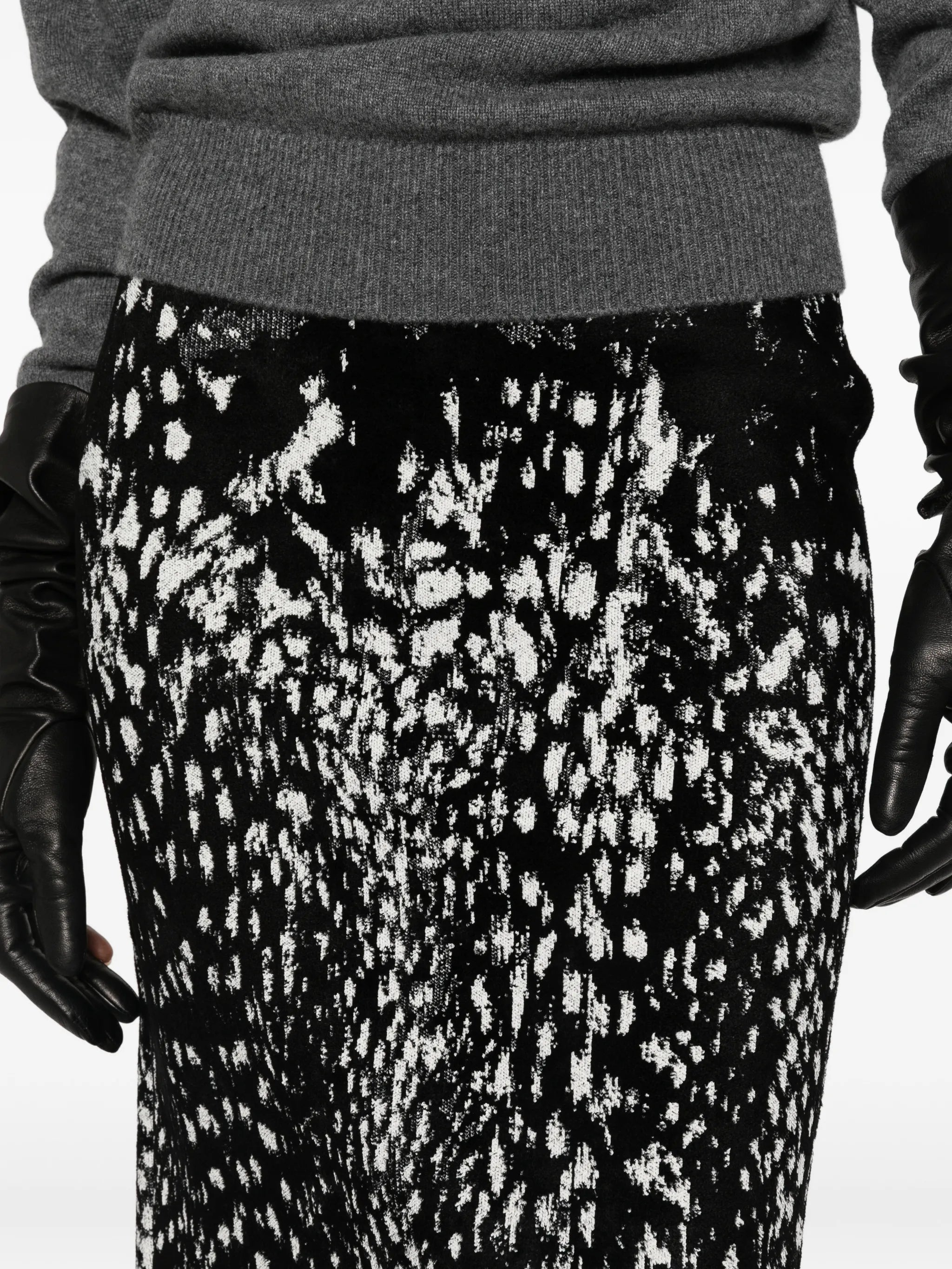 Lynx jacquard midi pencil skirt