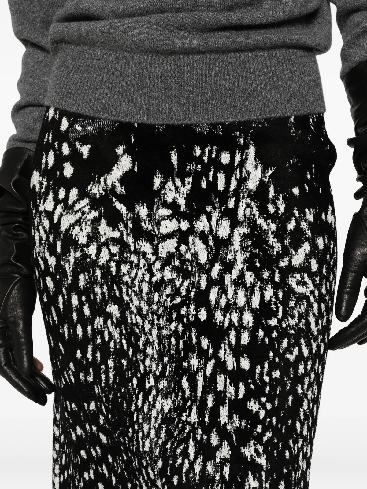 Lynx jacquard midi pencil skirt