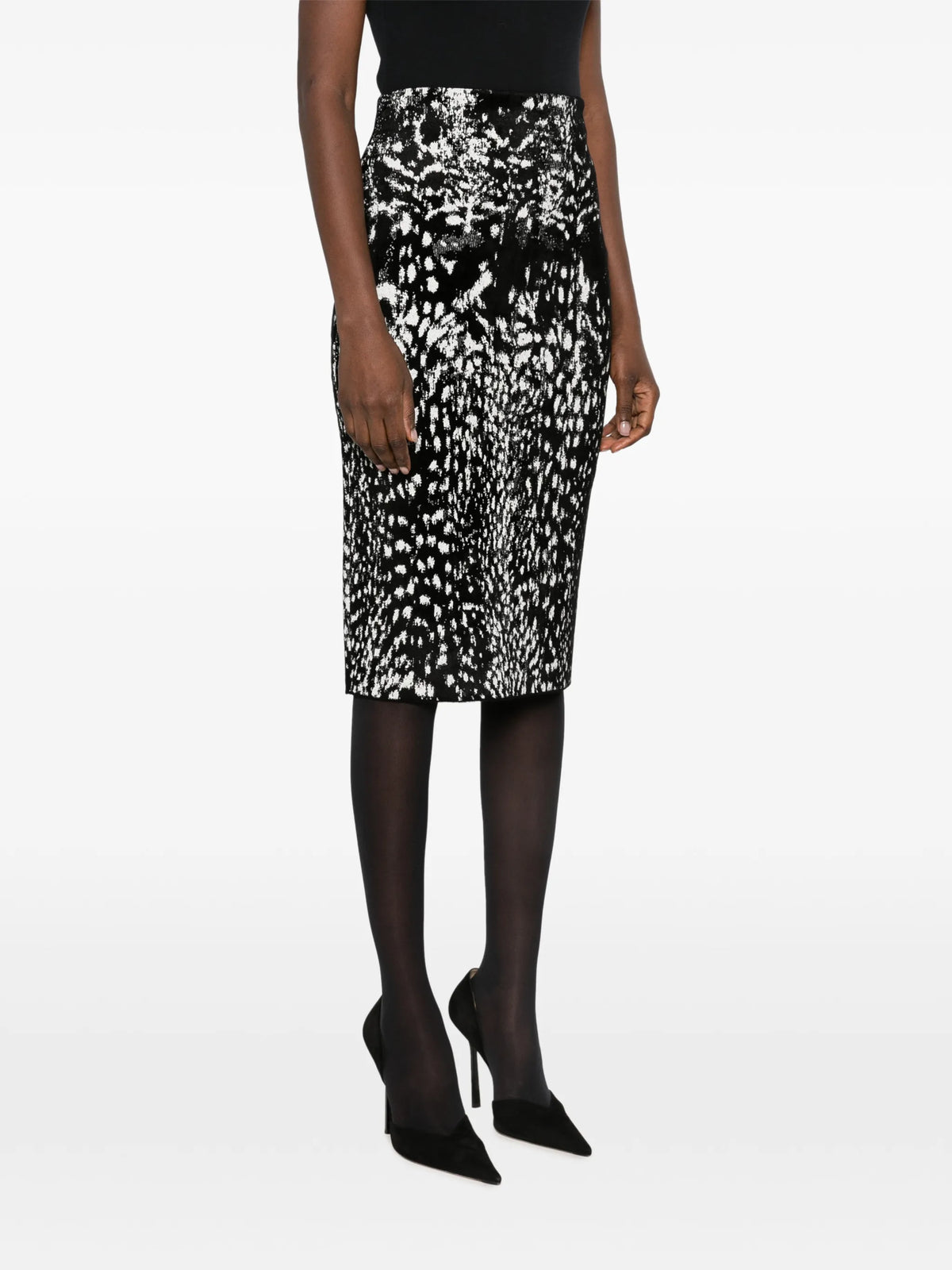 Lynx jacquard midi pencil skirt