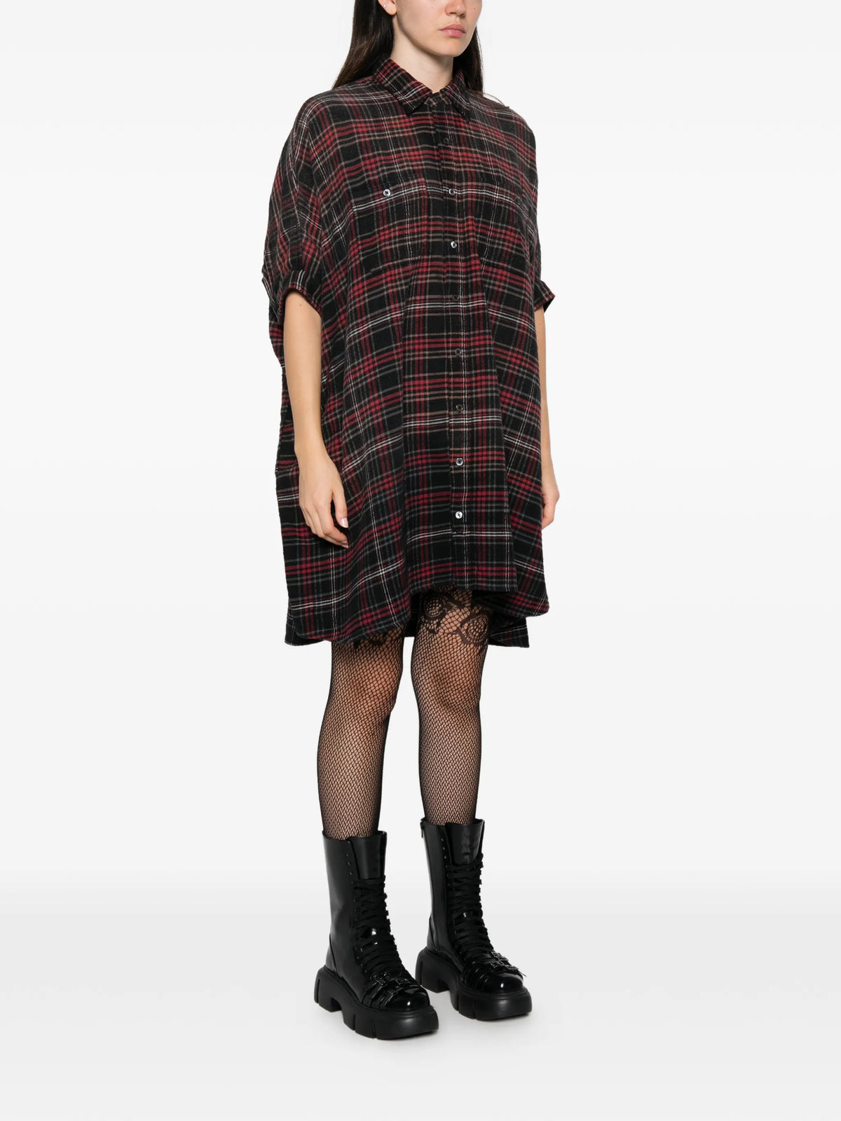 plaid oversized mini shirtdress