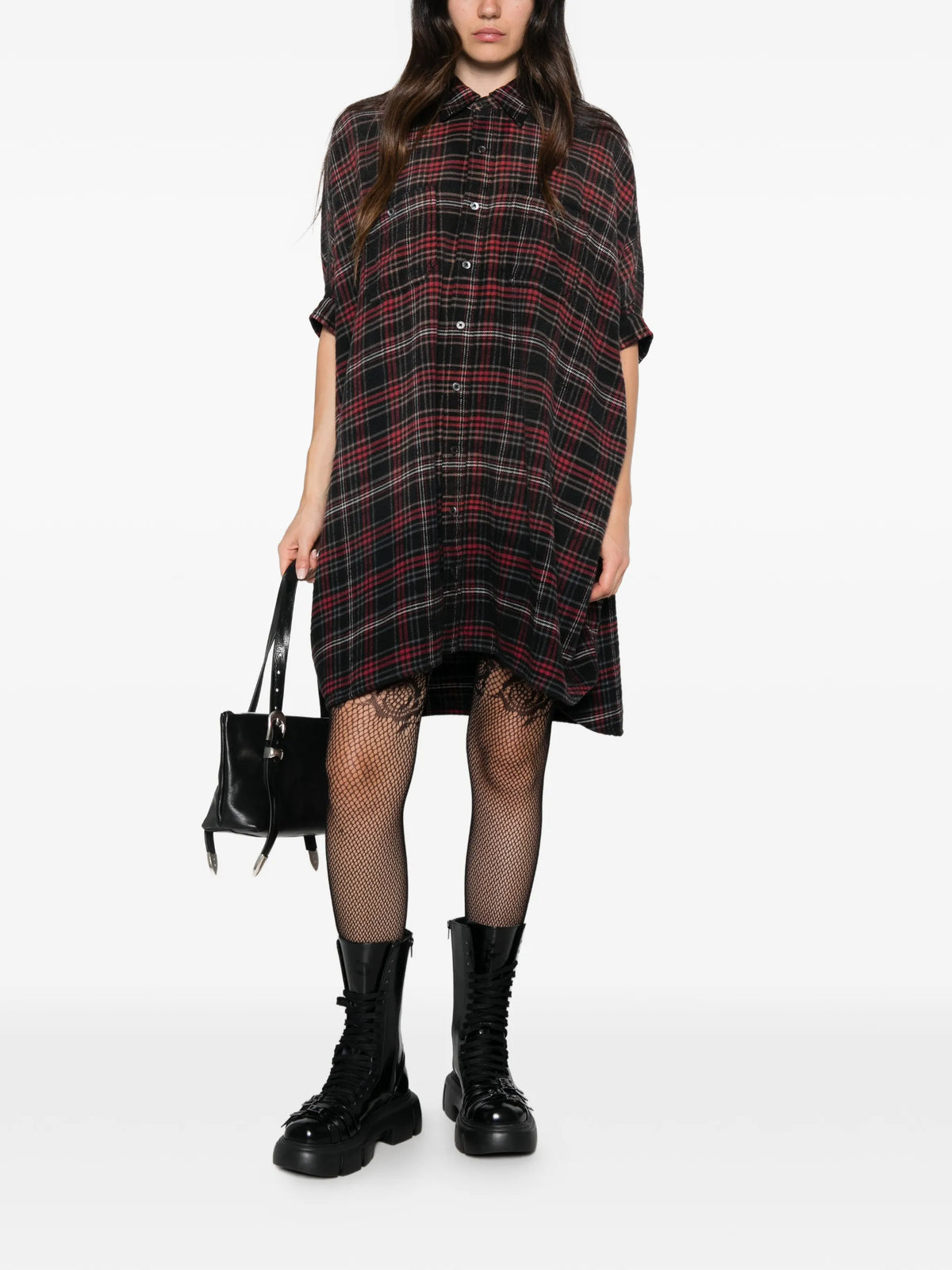 plaid oversized mini shirtdress