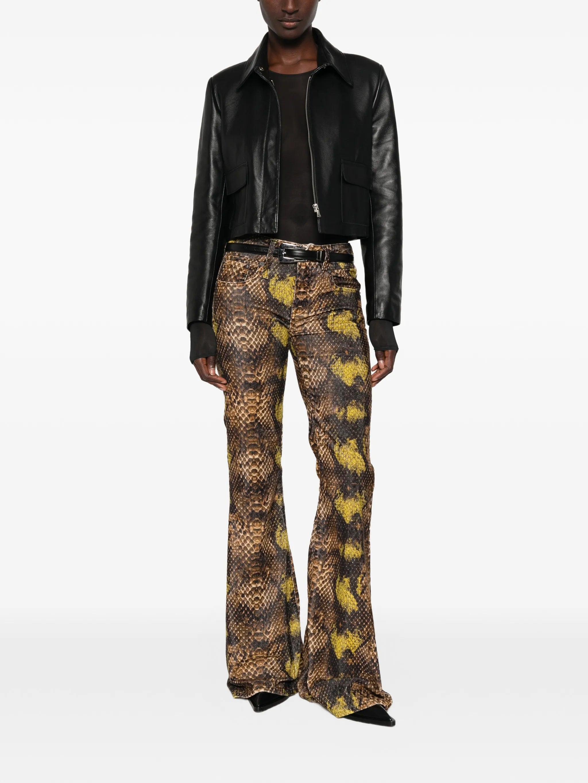 Overflow Boy snake-print flared trousers