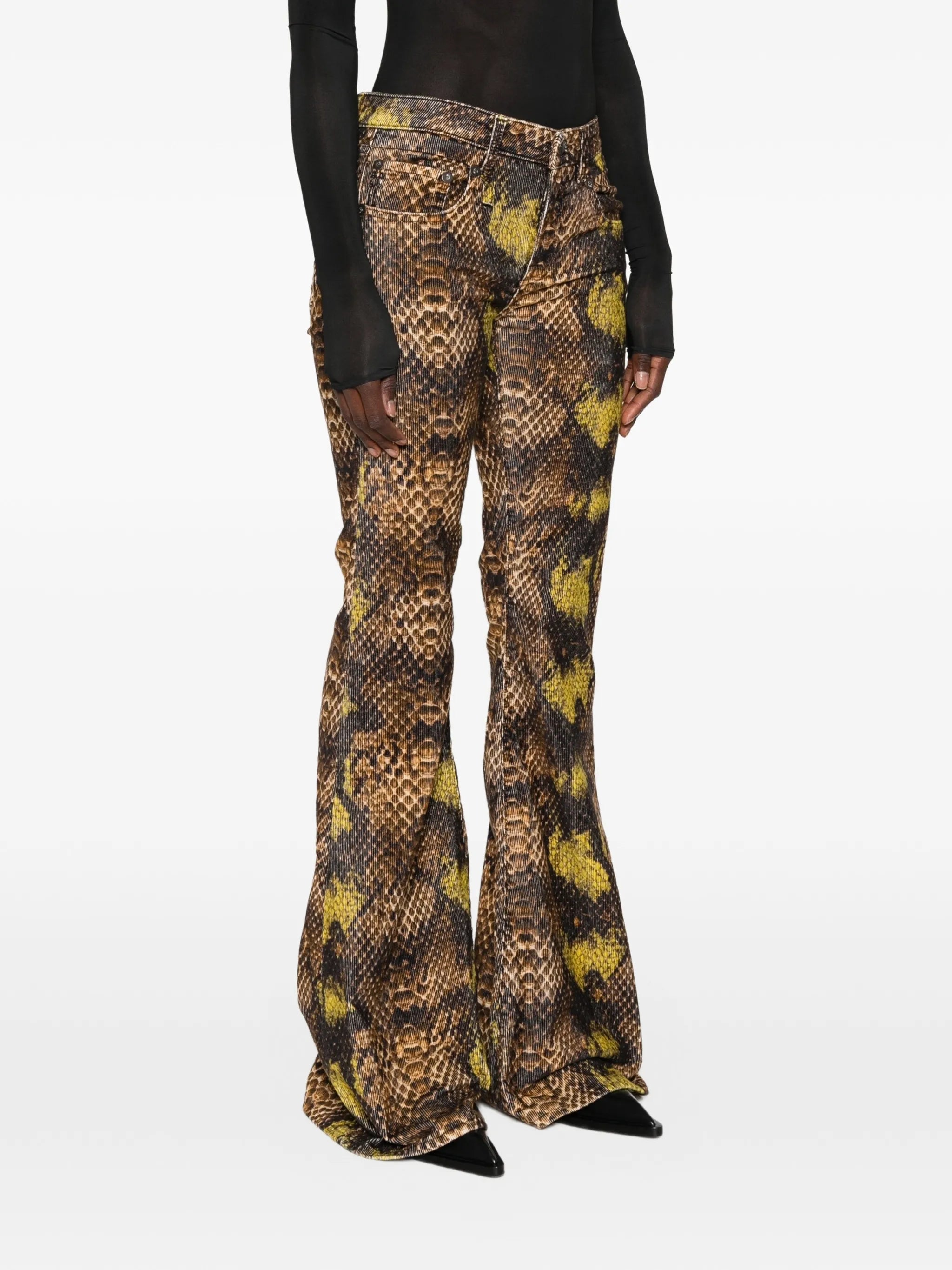 Overflow Boy snake-print flared trousers