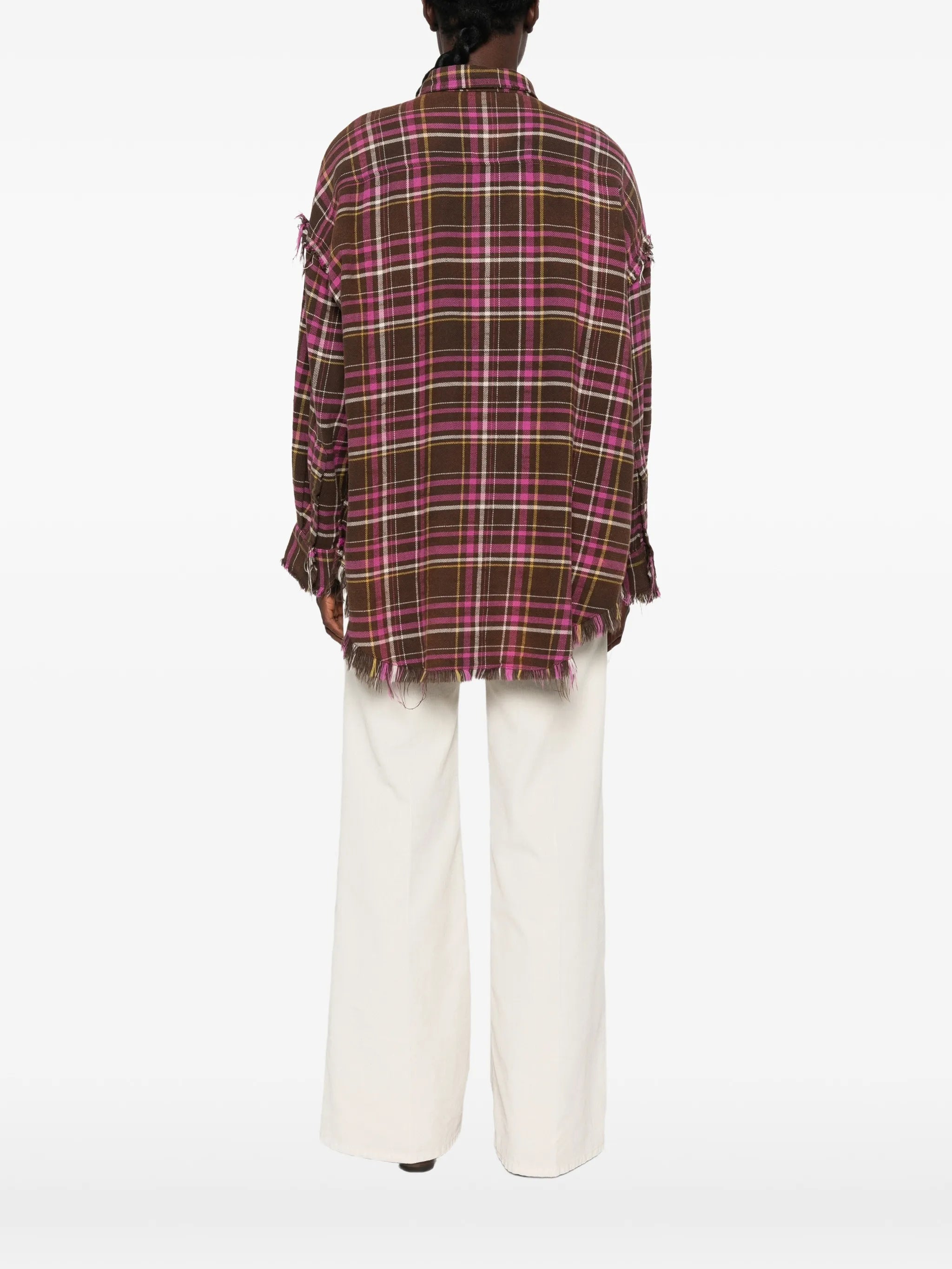 shredded-seam drop-neck shirt