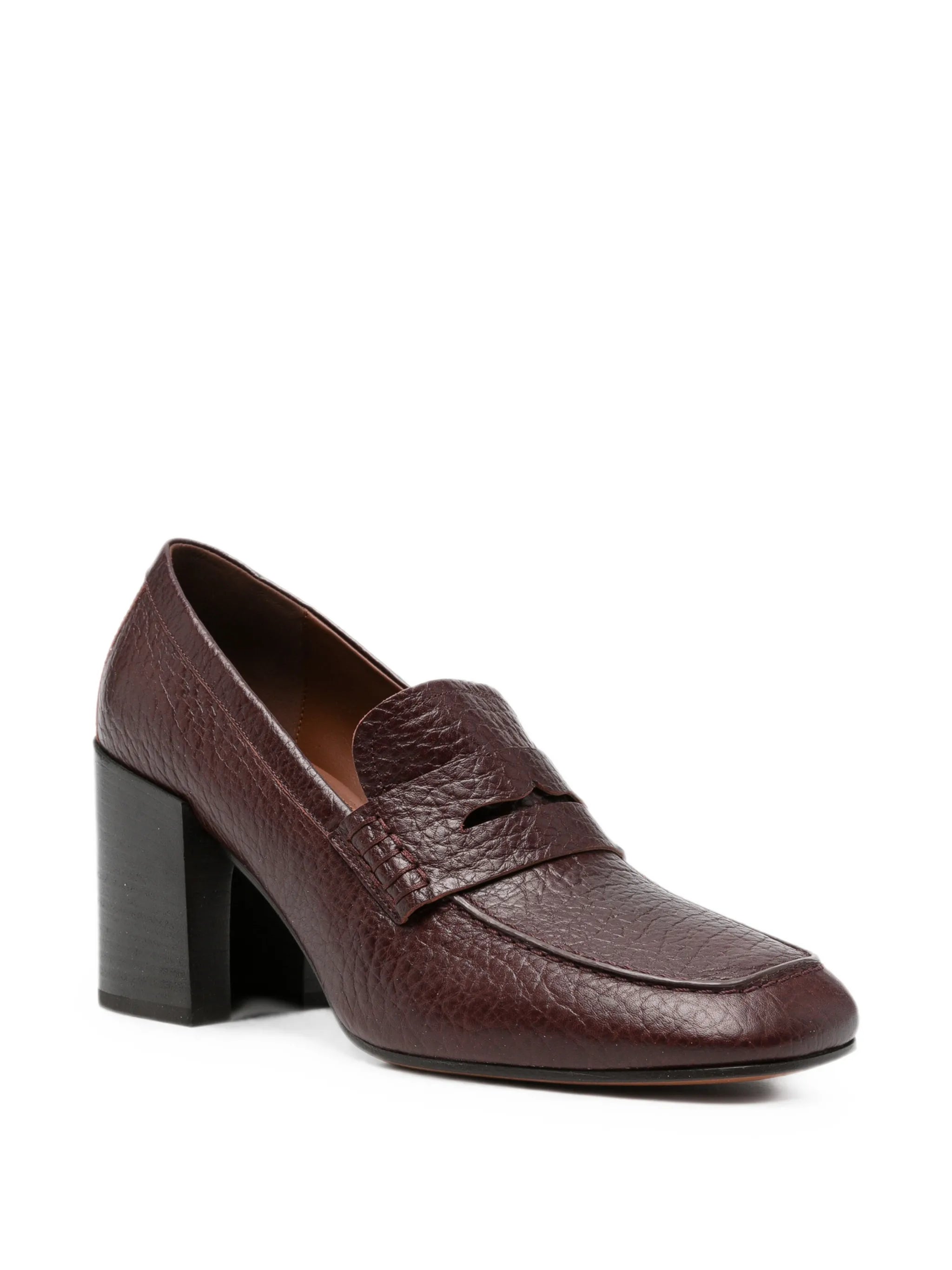 leather heeled loafers