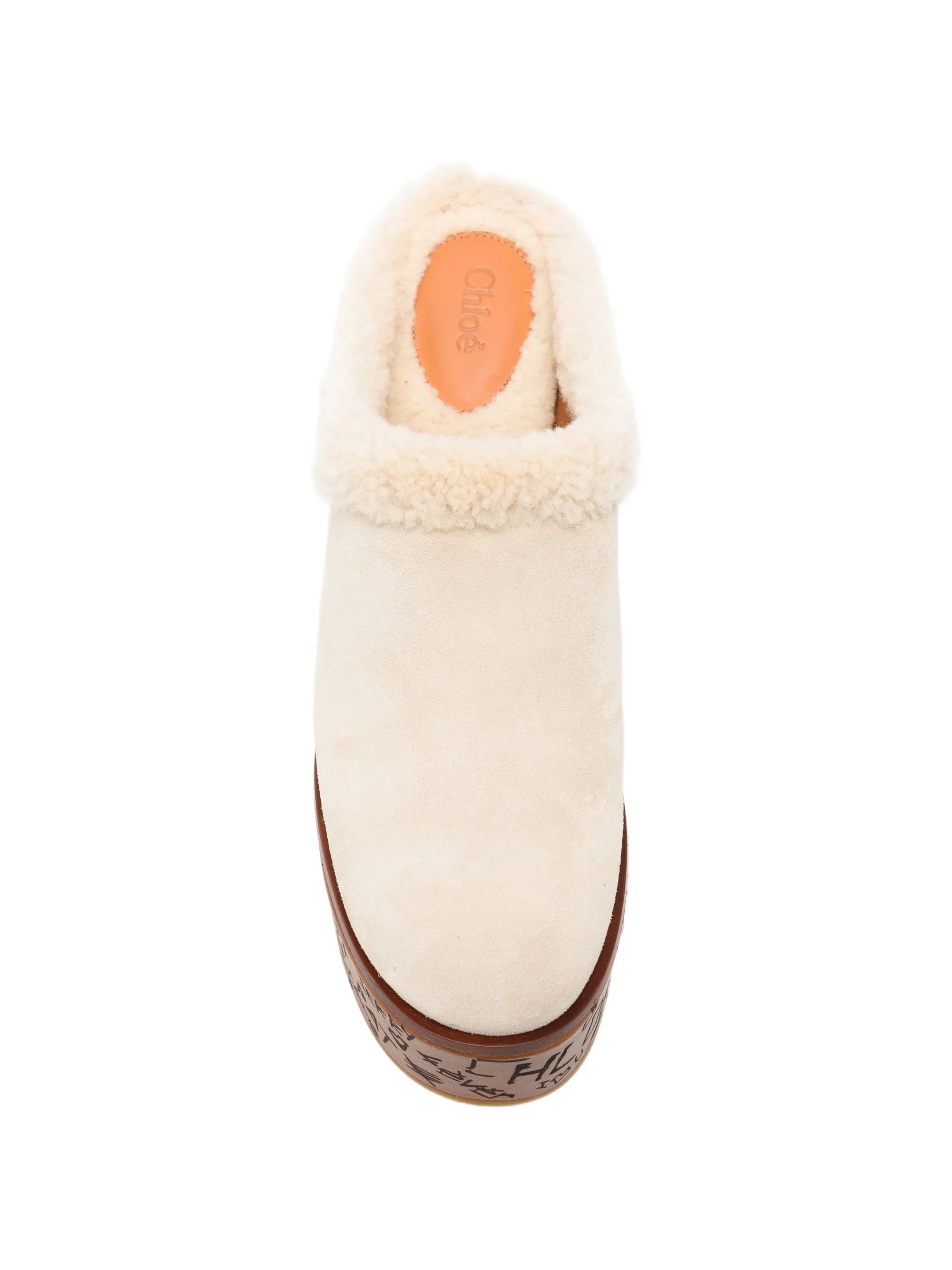 Maxime shearling-trim wedge mules