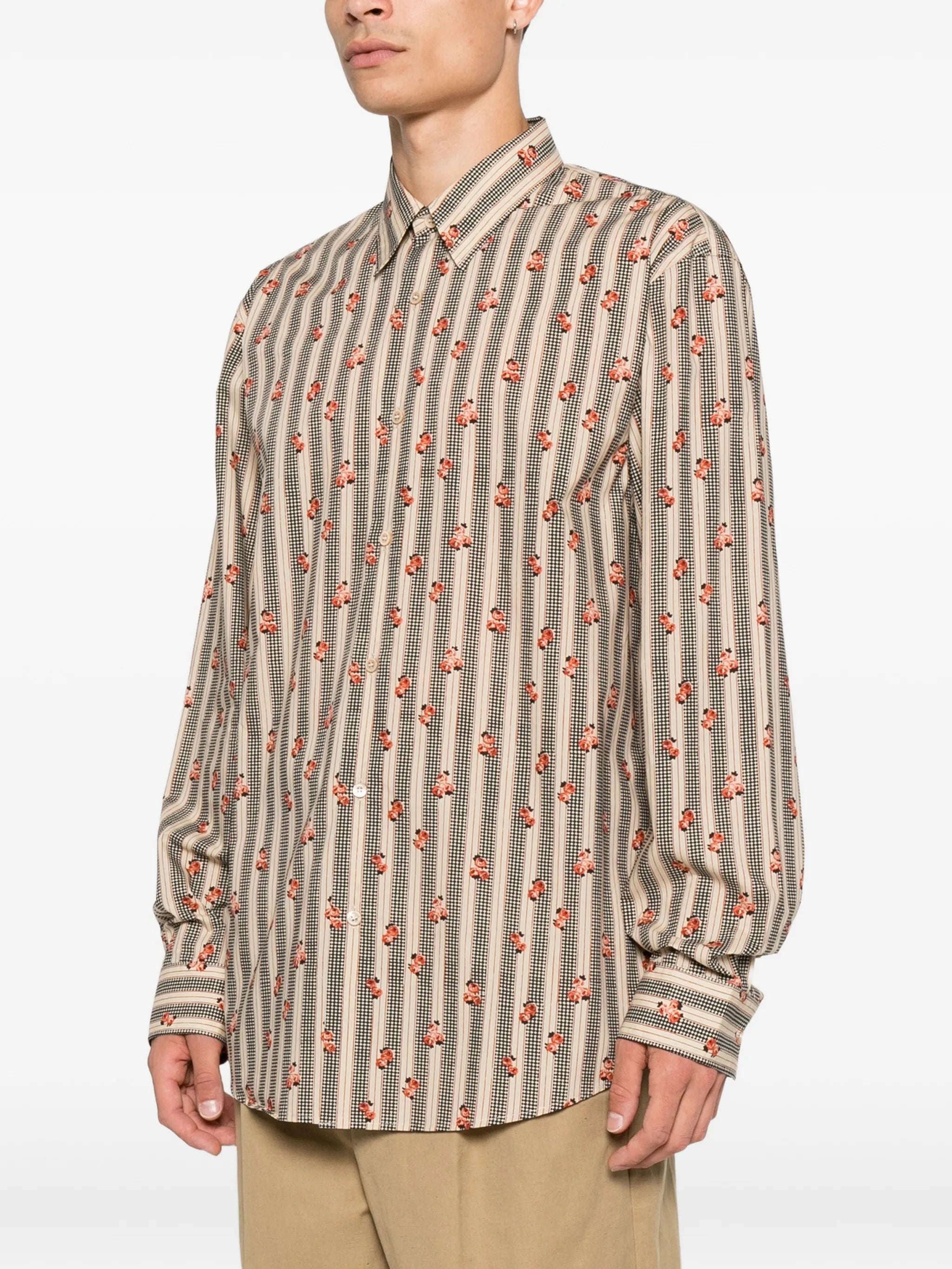 floral-stripe print shirt