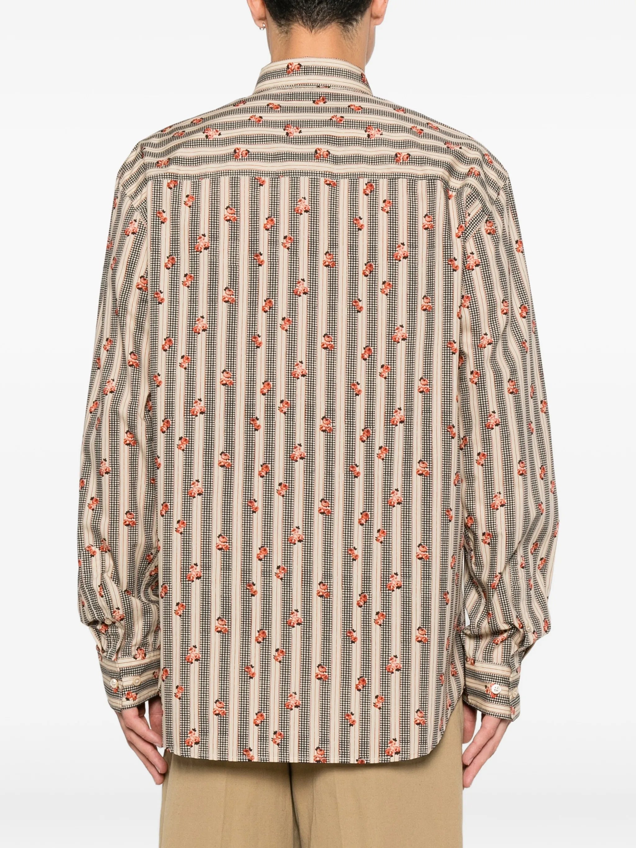 floral-stripe print shirt