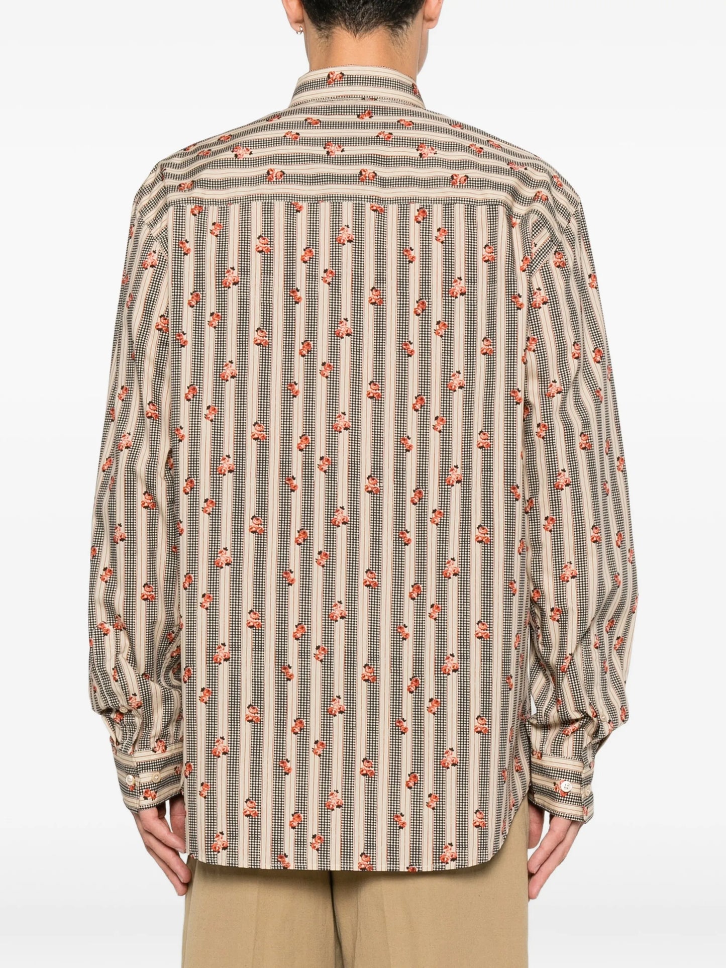 floral-stripe print shirt