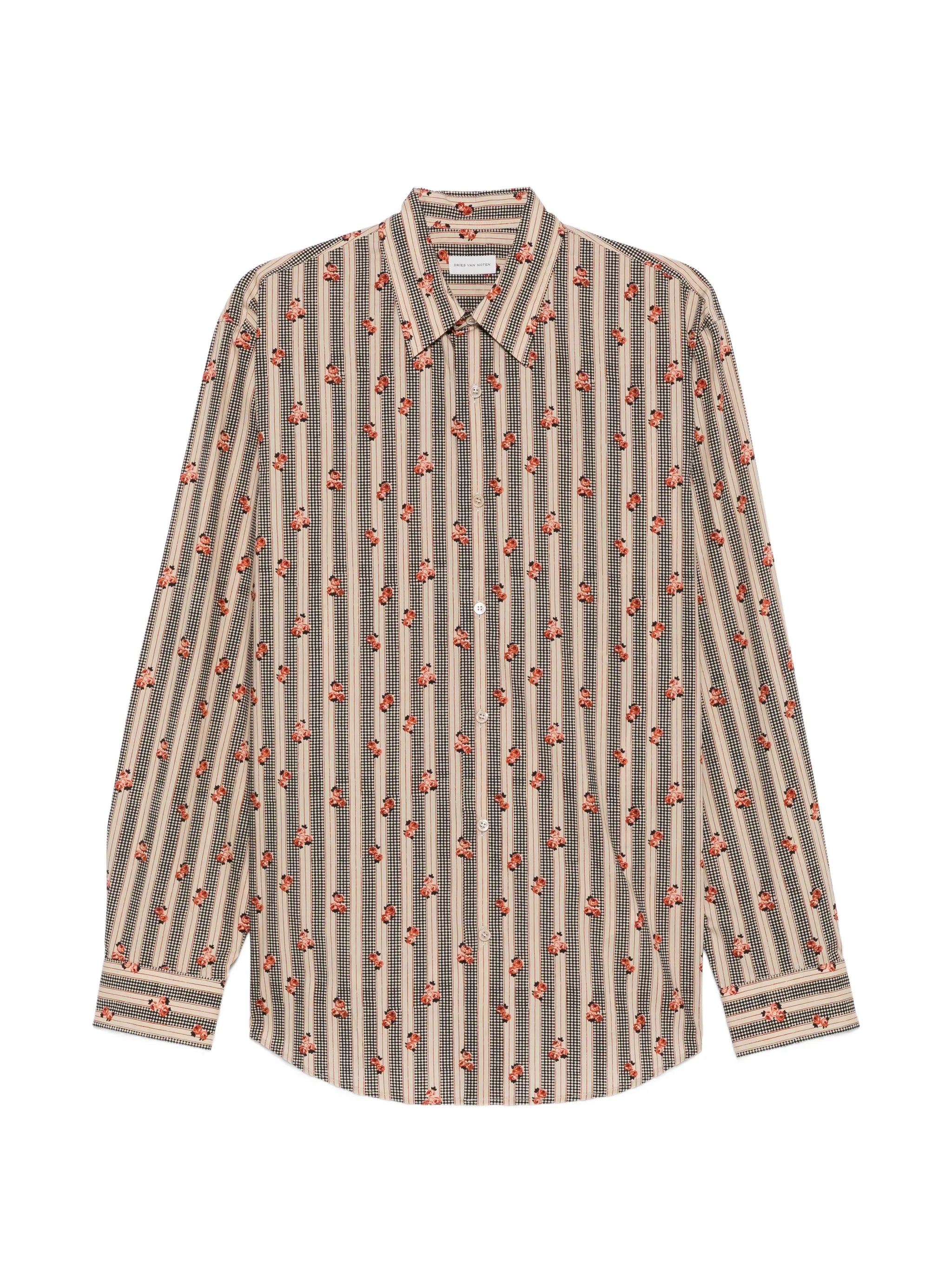 floral-stripe print shirt