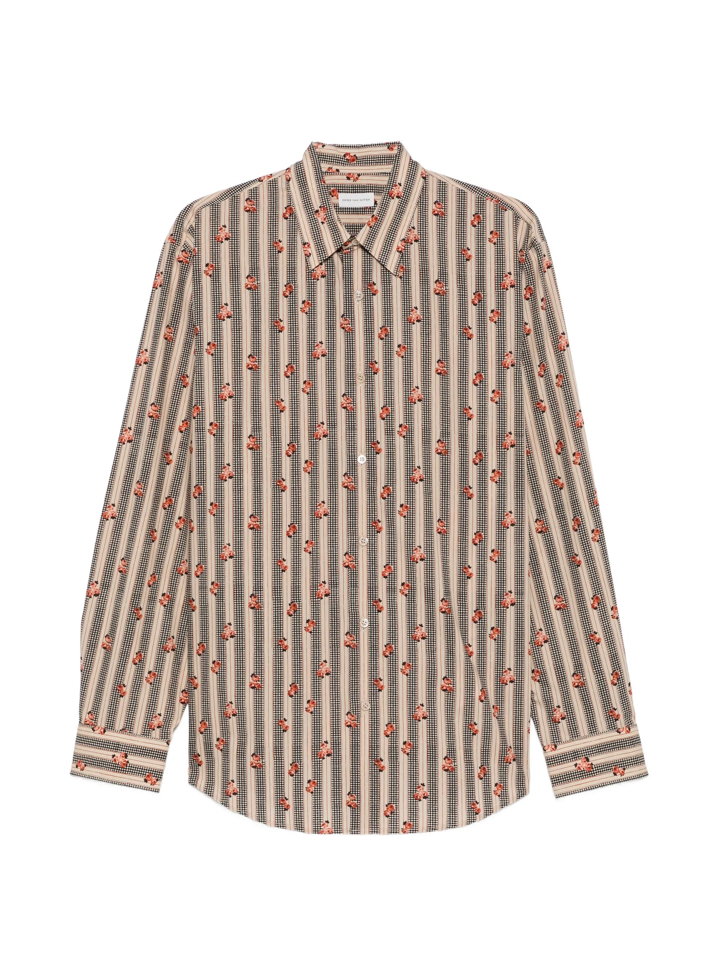 floral-stripe print shirt