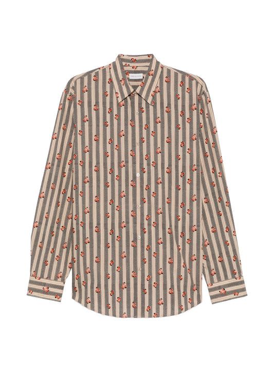 floral-stripe print shirt