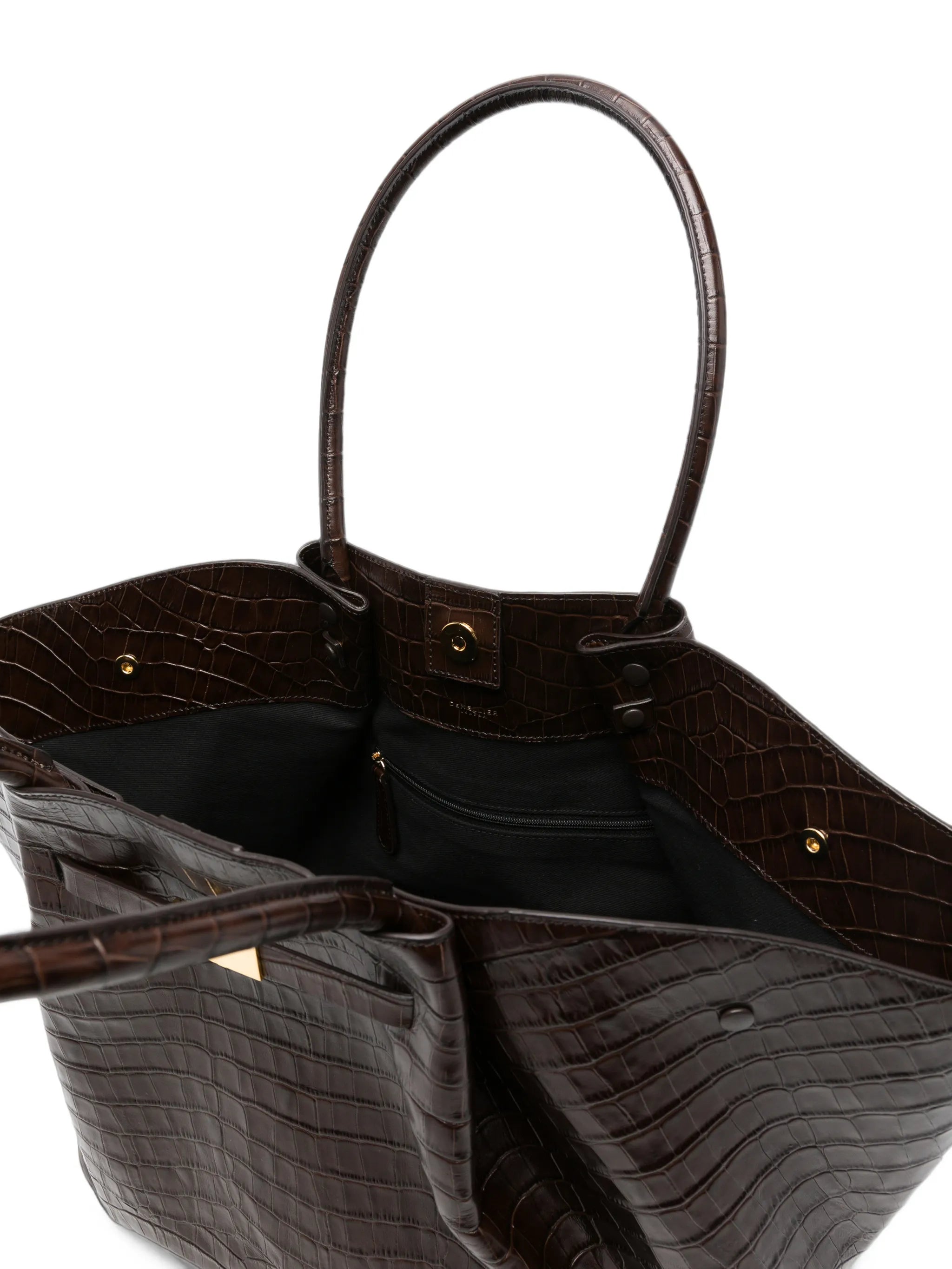 New York croc-effect leather tote bag