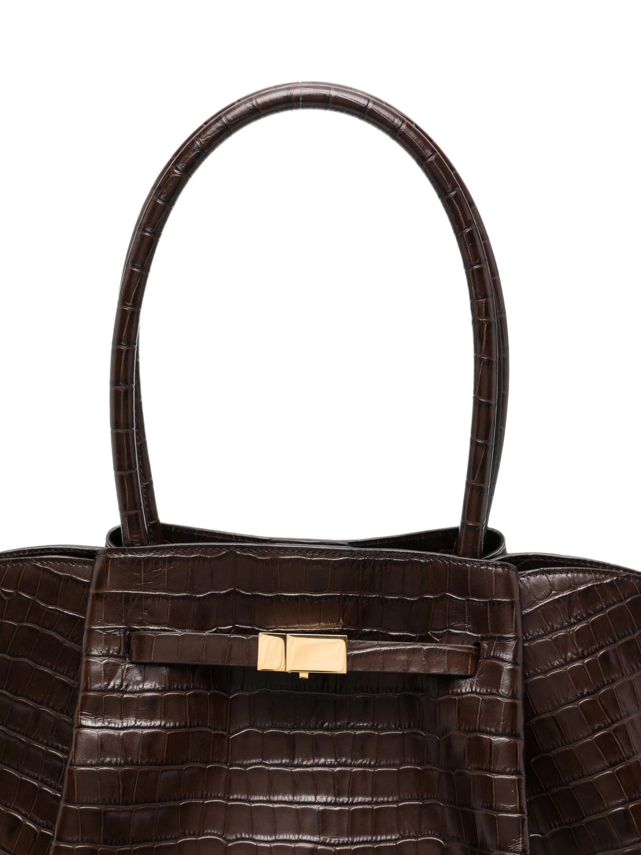 New York croc-effect leather tote bag