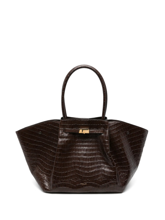 New York croc-effect leather tote bag