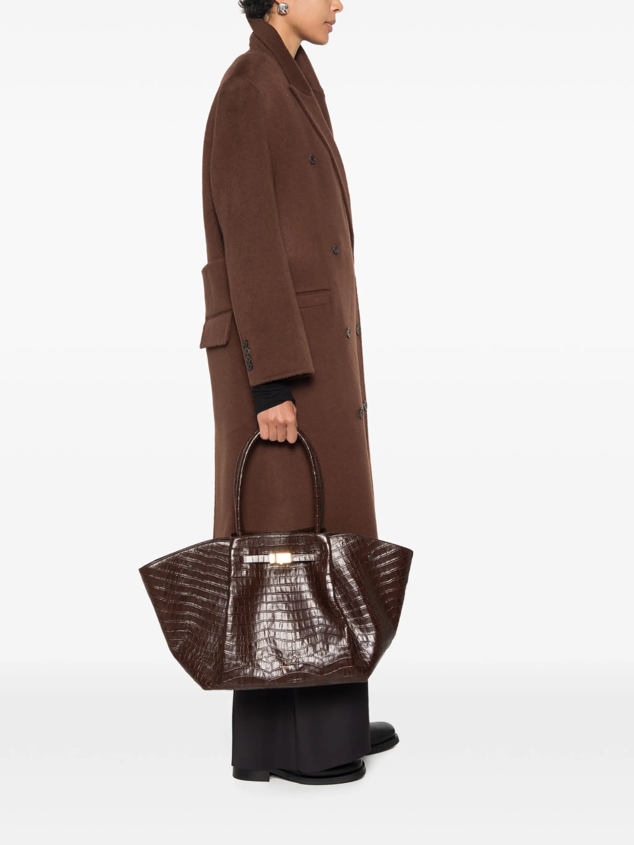New York croc-effect leather tote bag