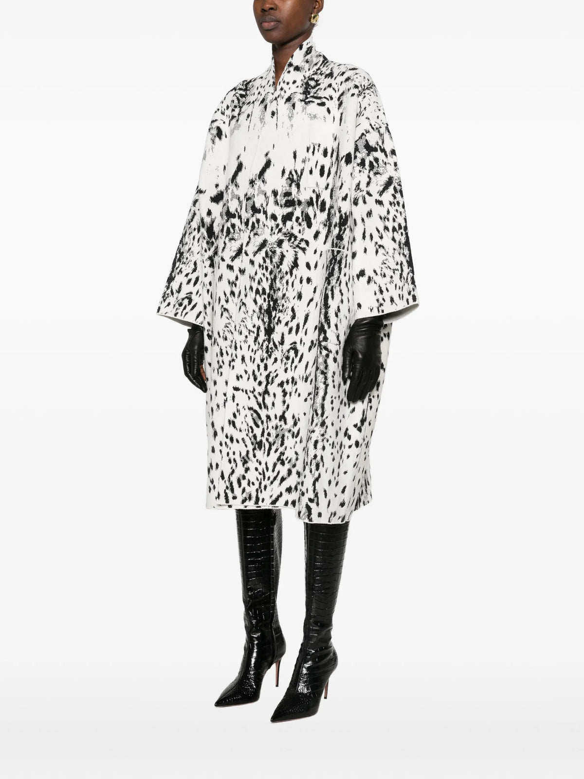 Lynx jacquard oversized coat