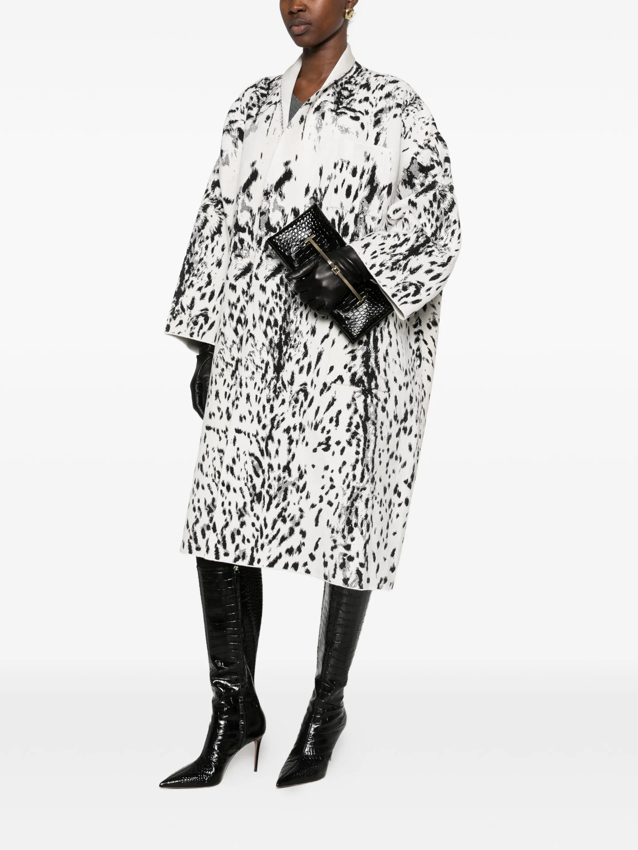 Lynx jacquard oversized coat