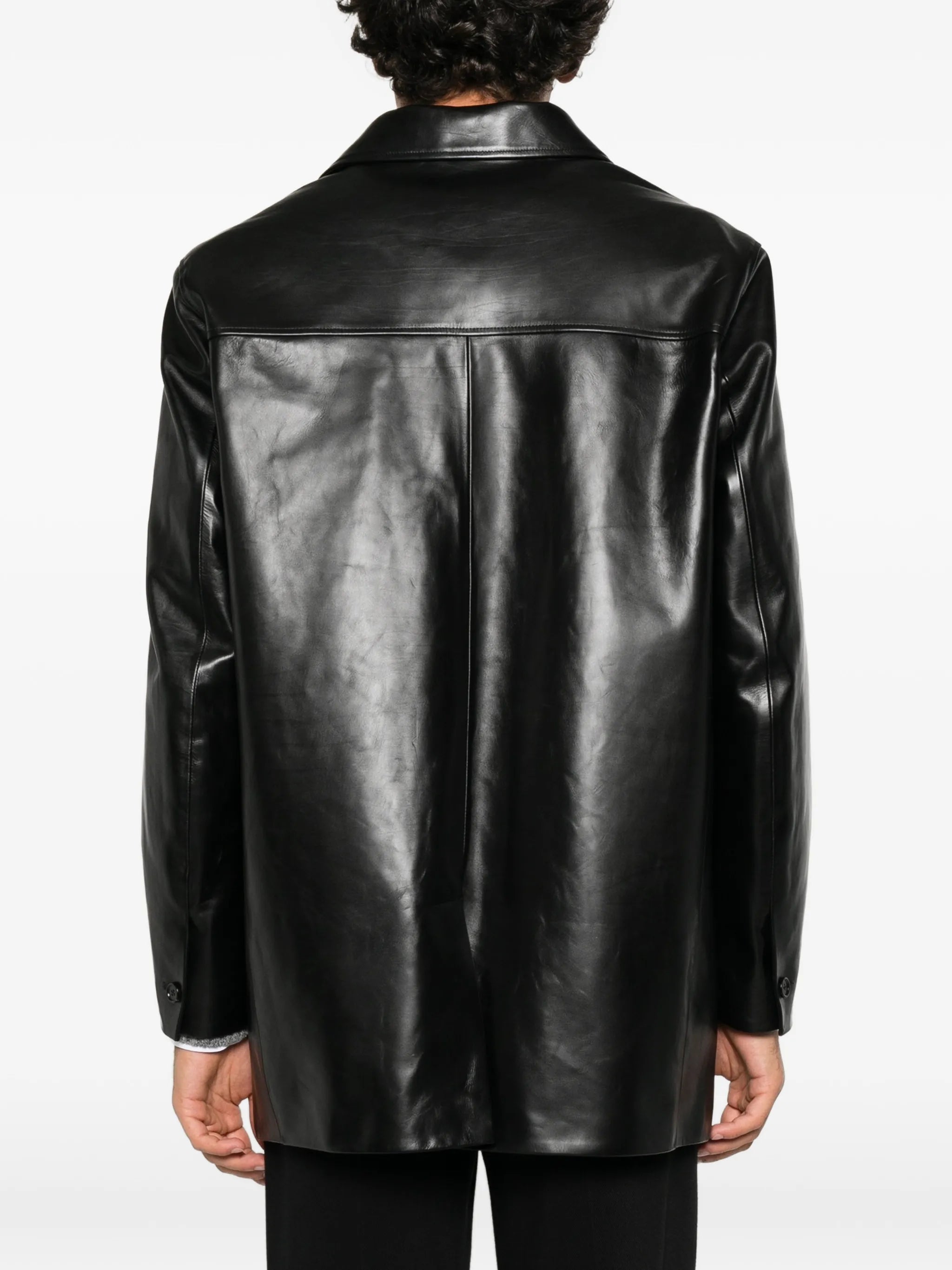 buttoned leather jacket