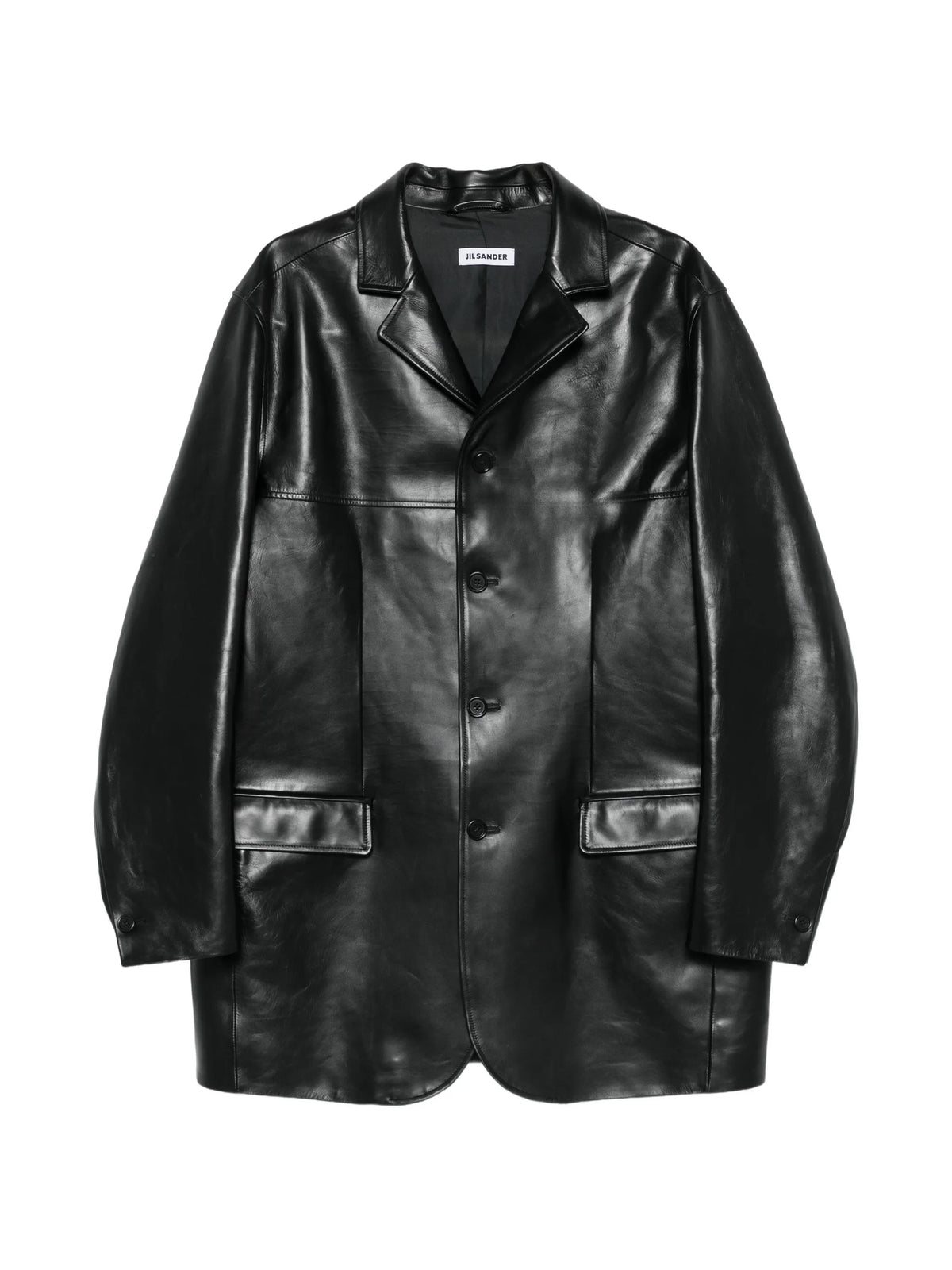 buttoned leather jacket