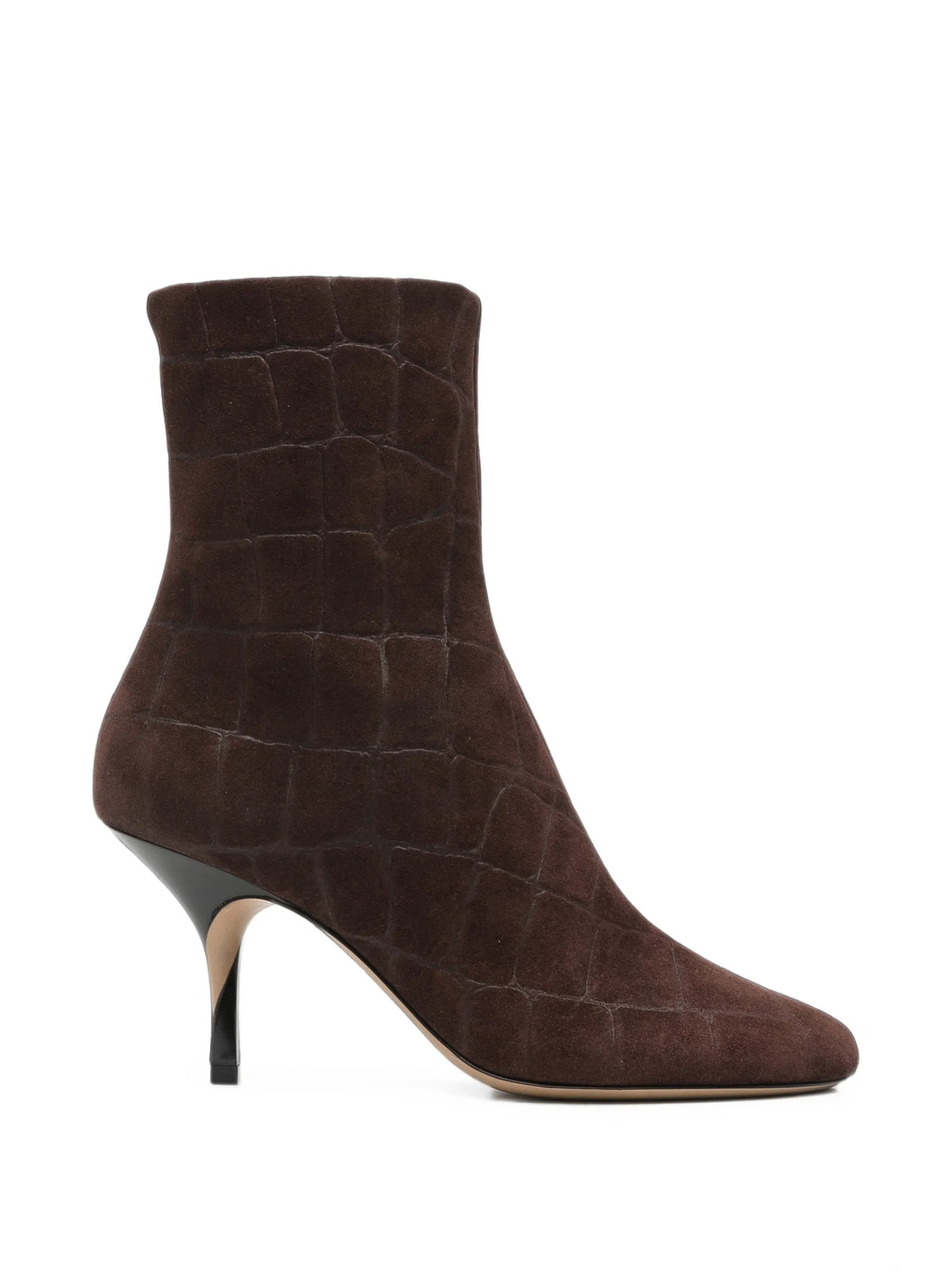 croc-effect ankle boots