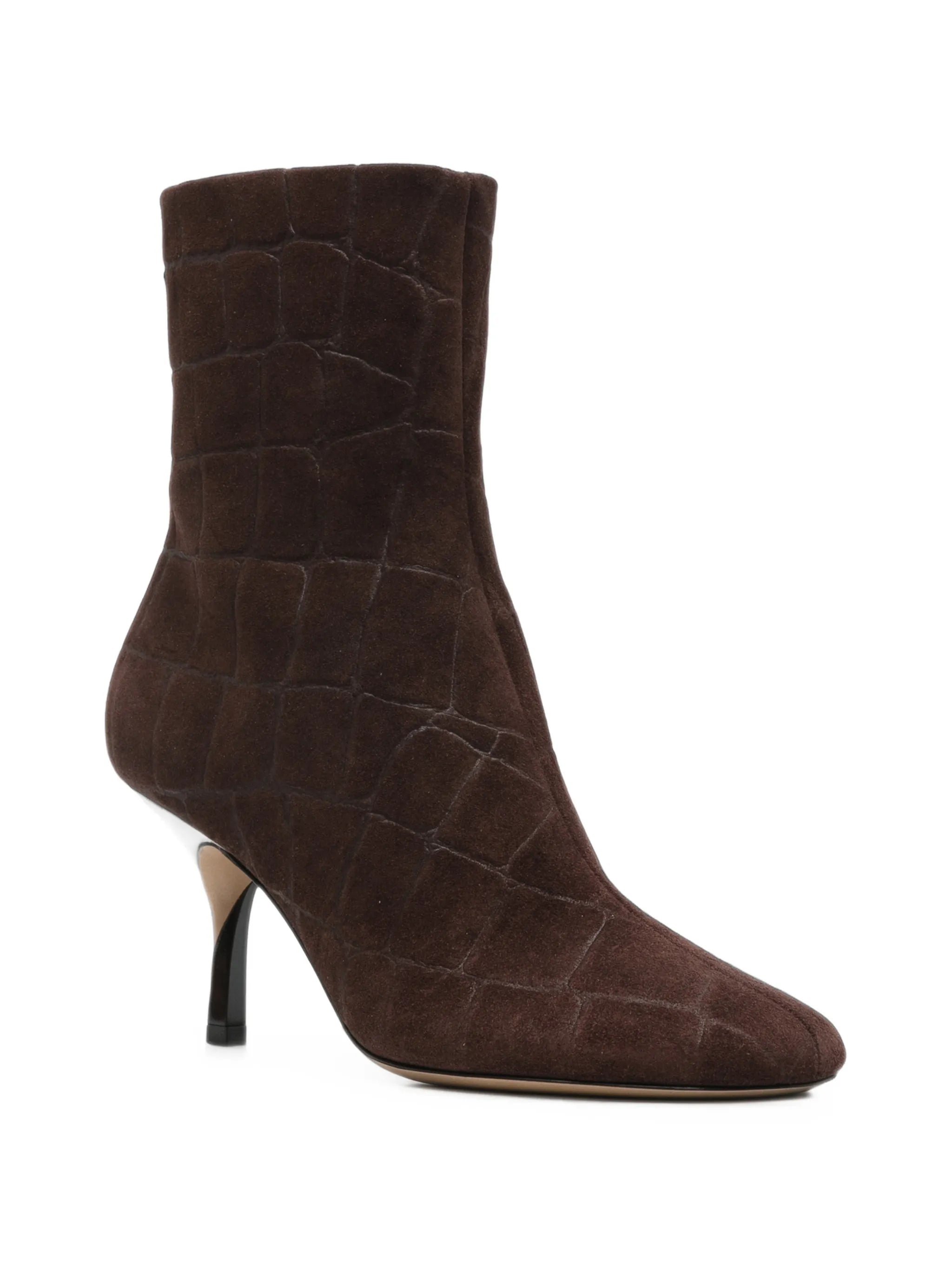 croc-effect ankle boots