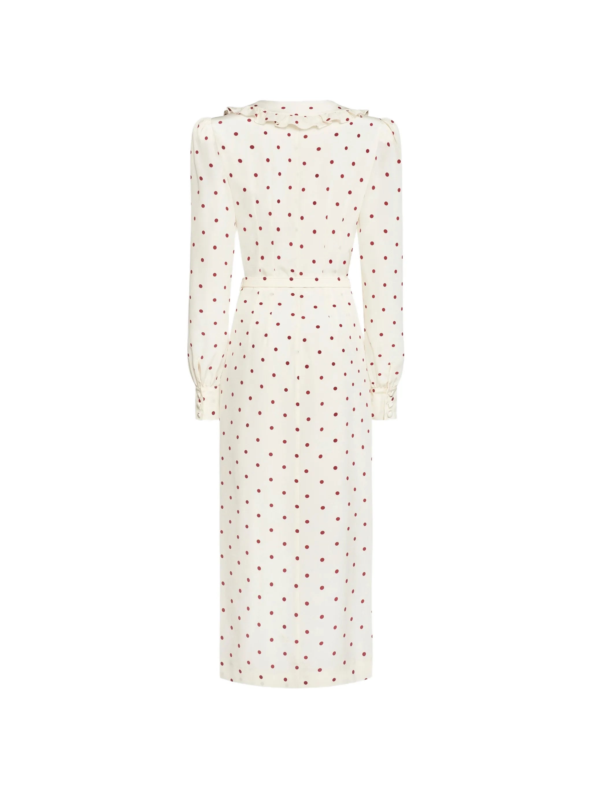 polka-dot ruffled midi dress