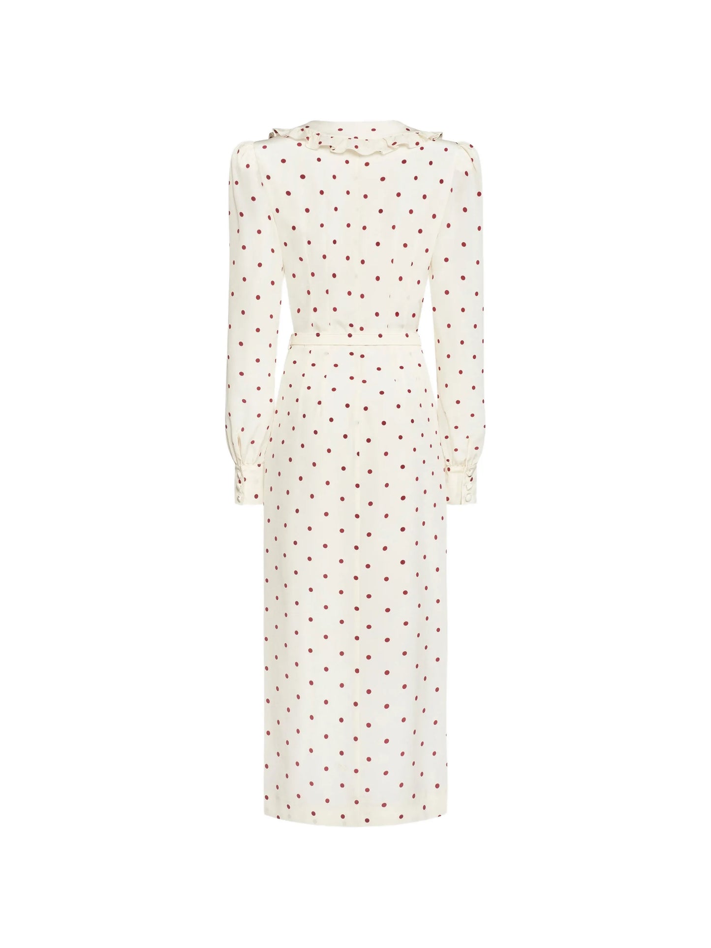 polka-dot ruffled midi dress