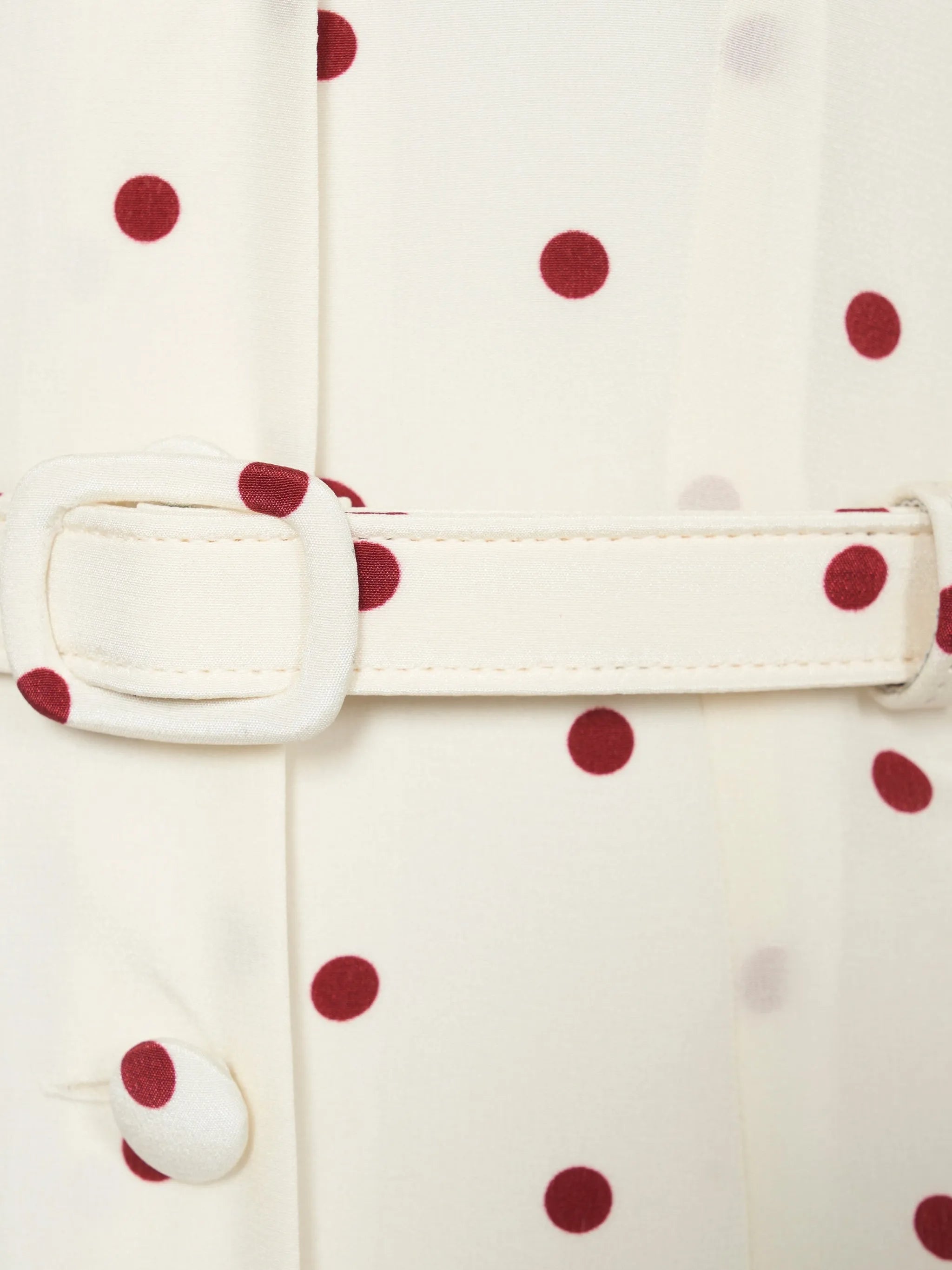 polka-dot silk midi dress with V-neckline