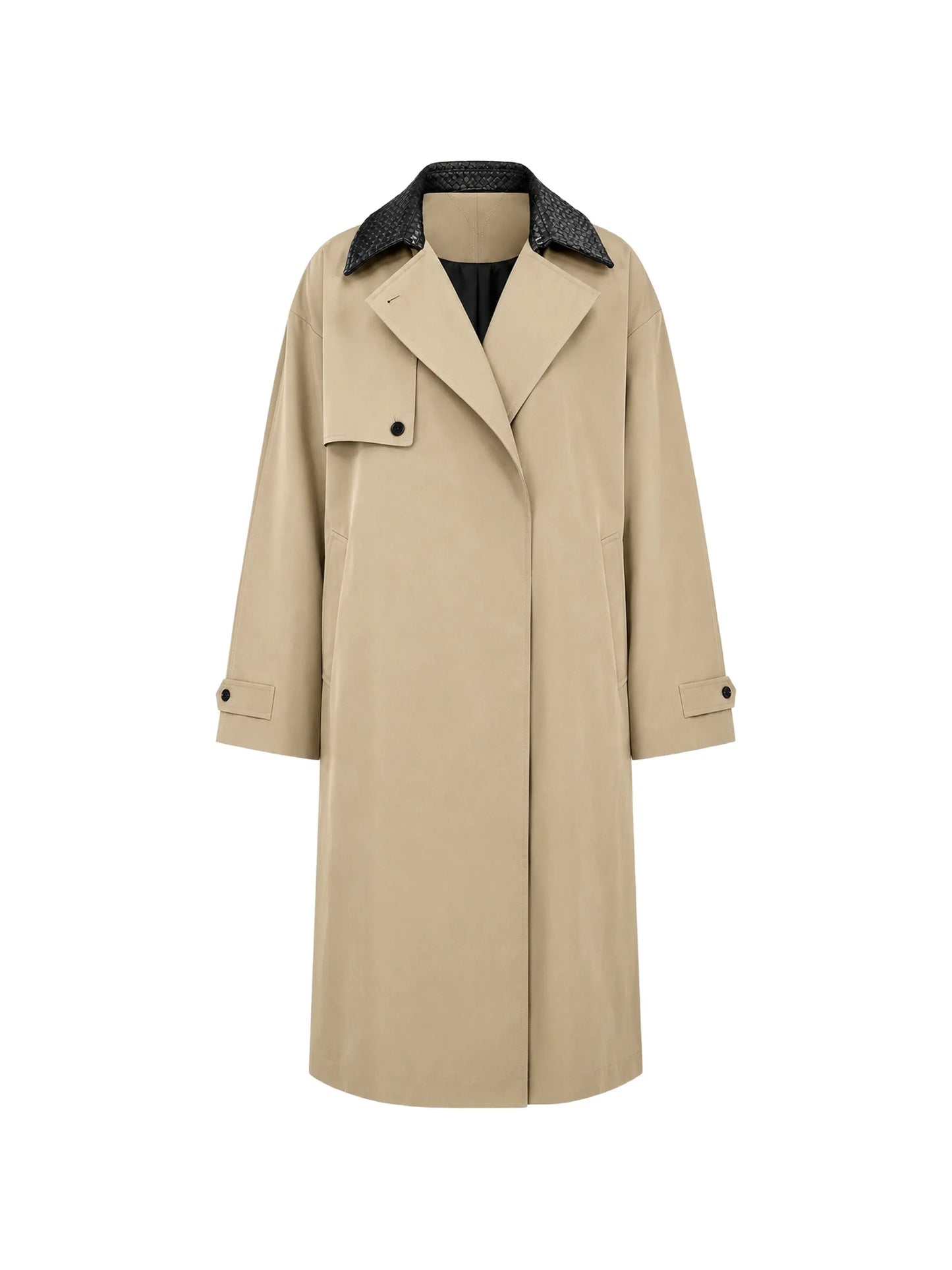 Intrecciato collar trench coat