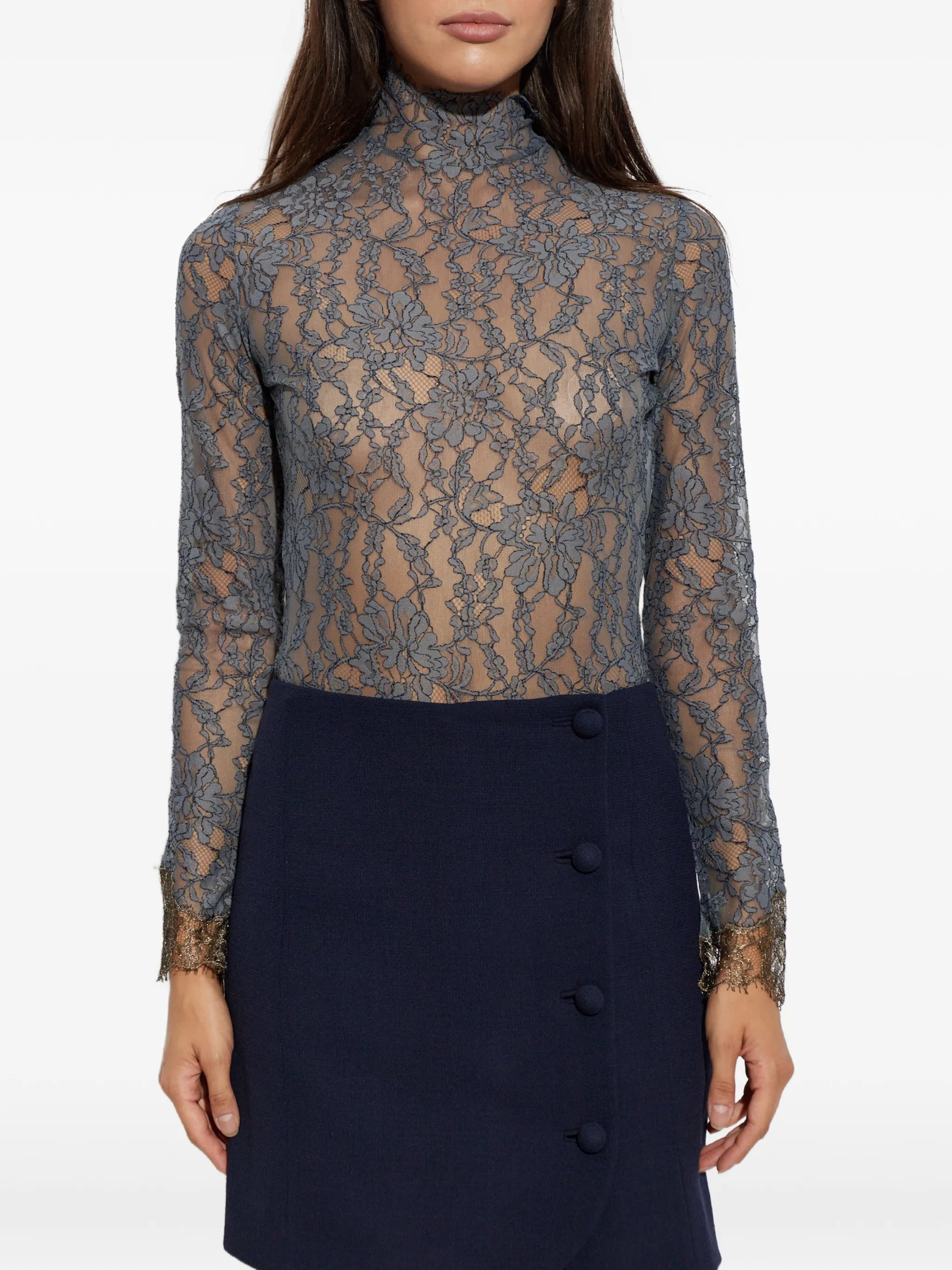 floral-lace long-sleeve bodysuit