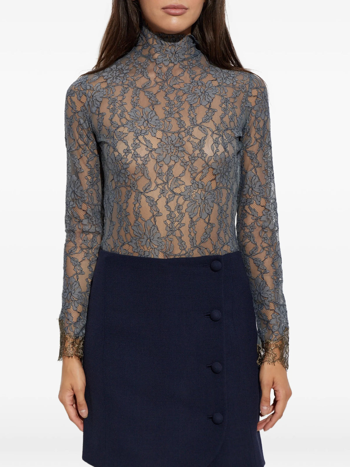 floral-lace long-sleeve bodysuit