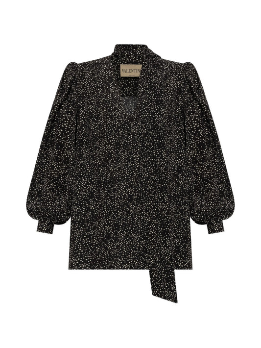 star-print silk shirt