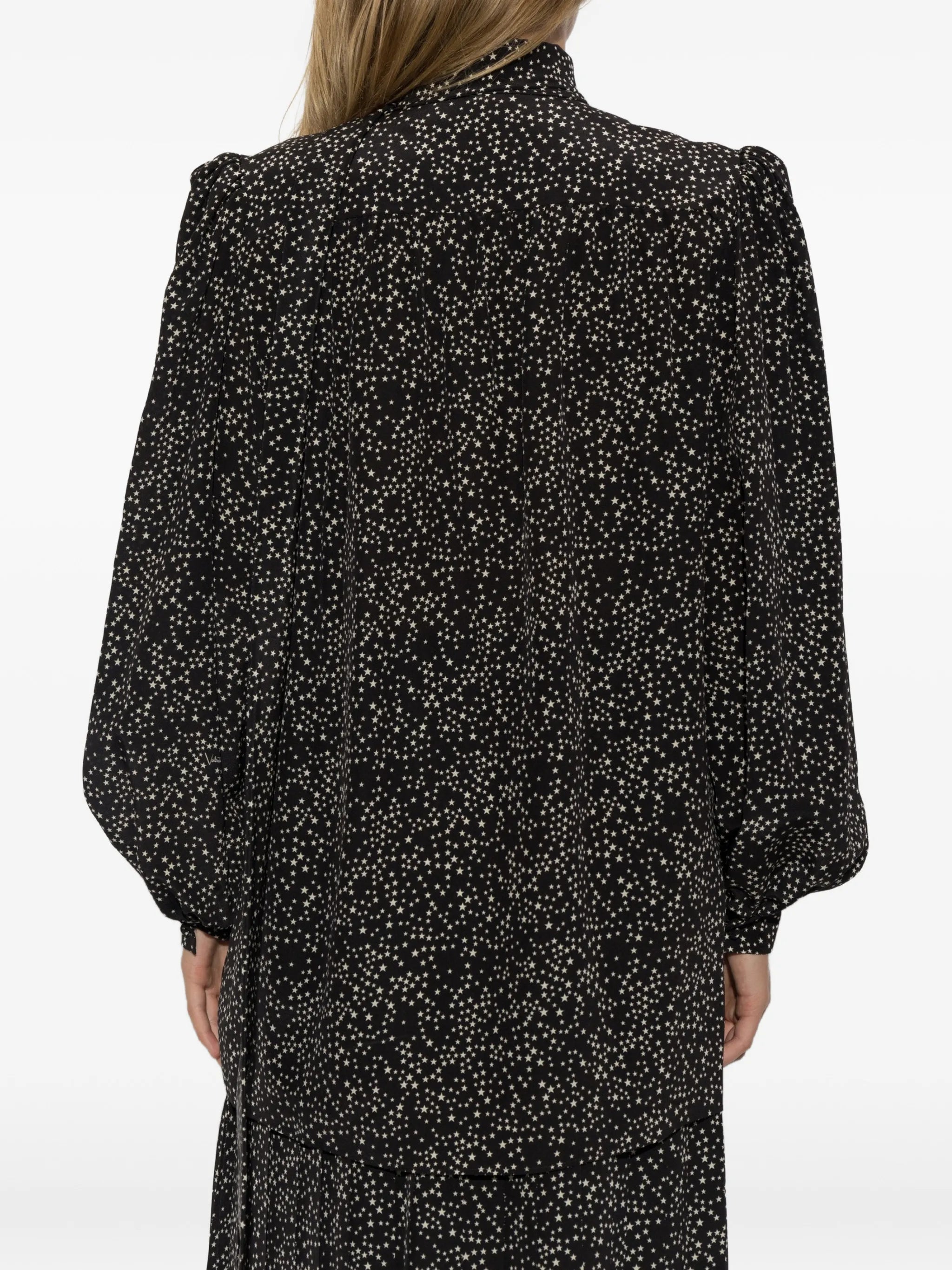 star-print silk shirt