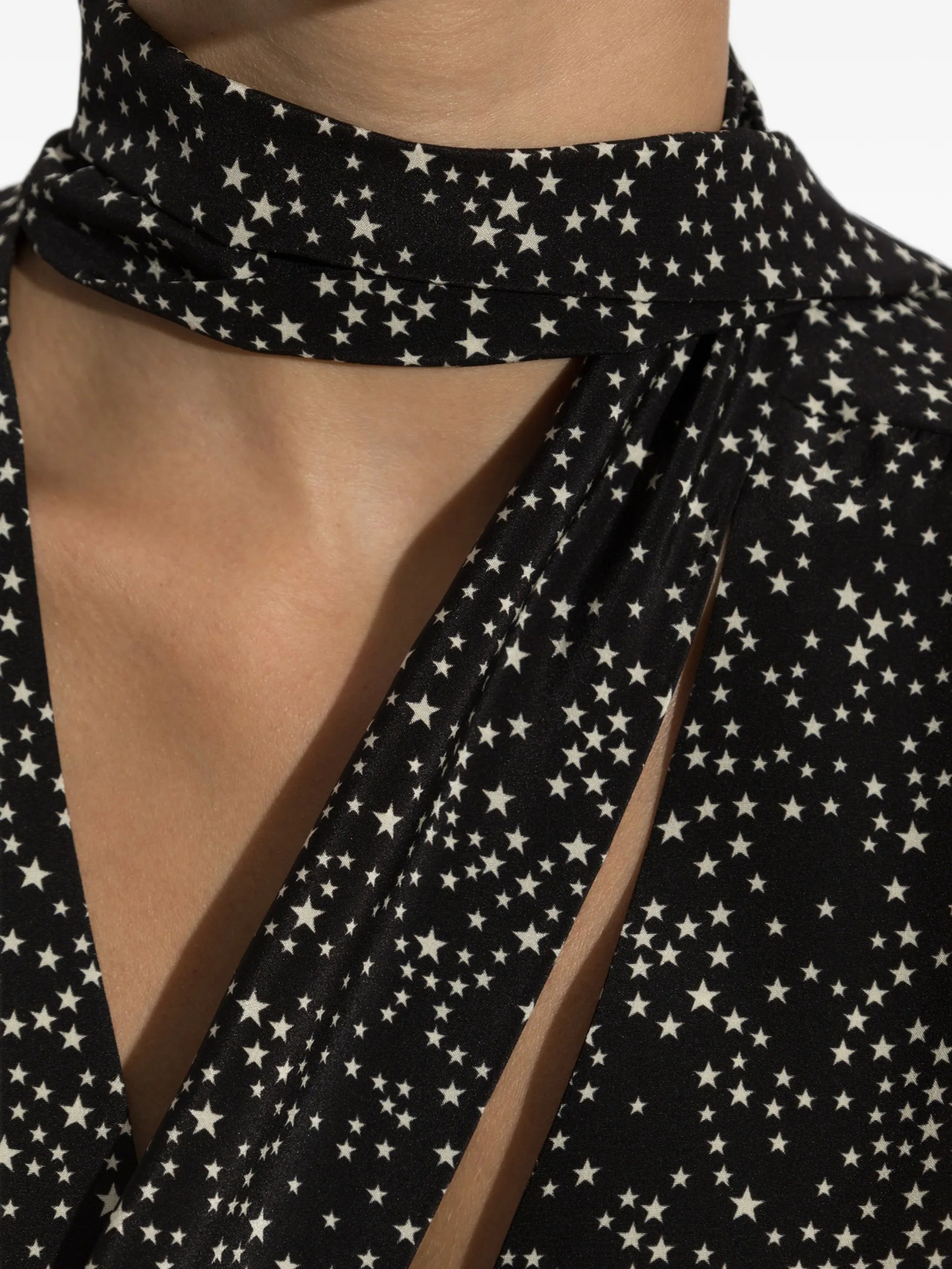 star-print silk shirt