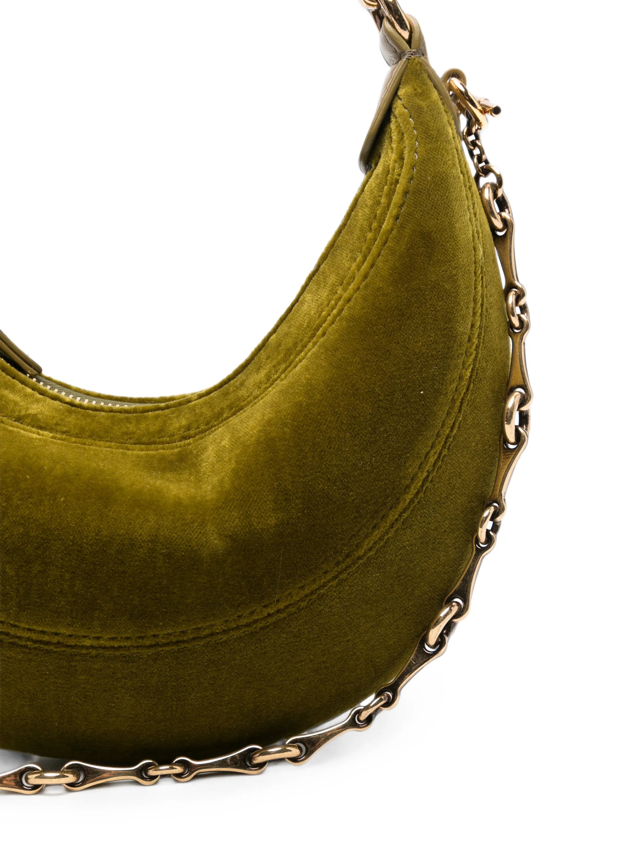small horse-detail velvet shoulder bag