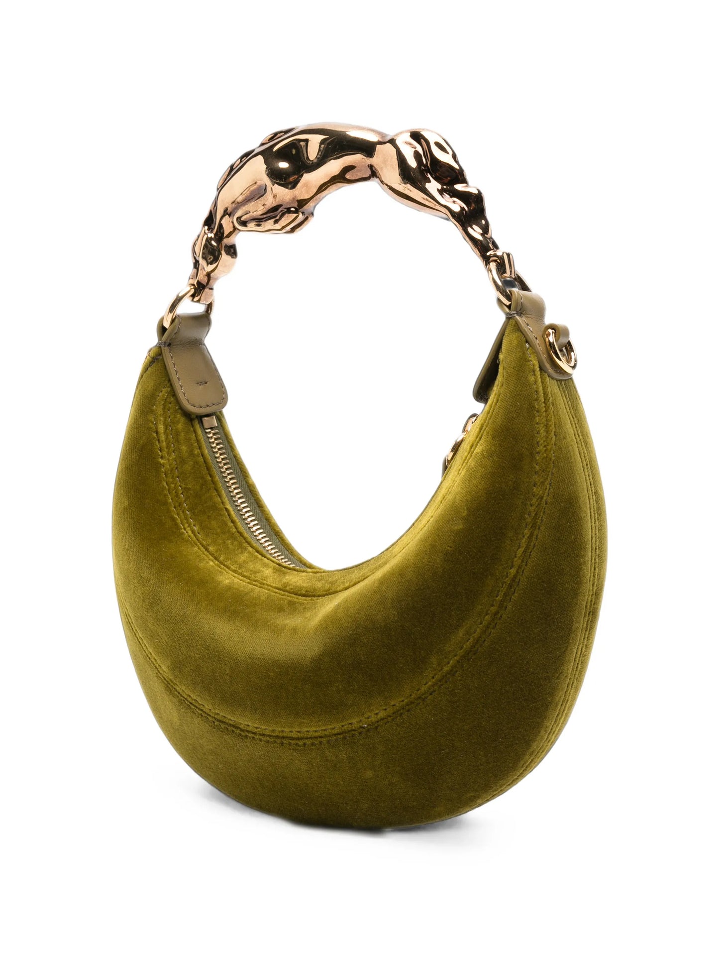 small horse-detail velvet shoulder bag