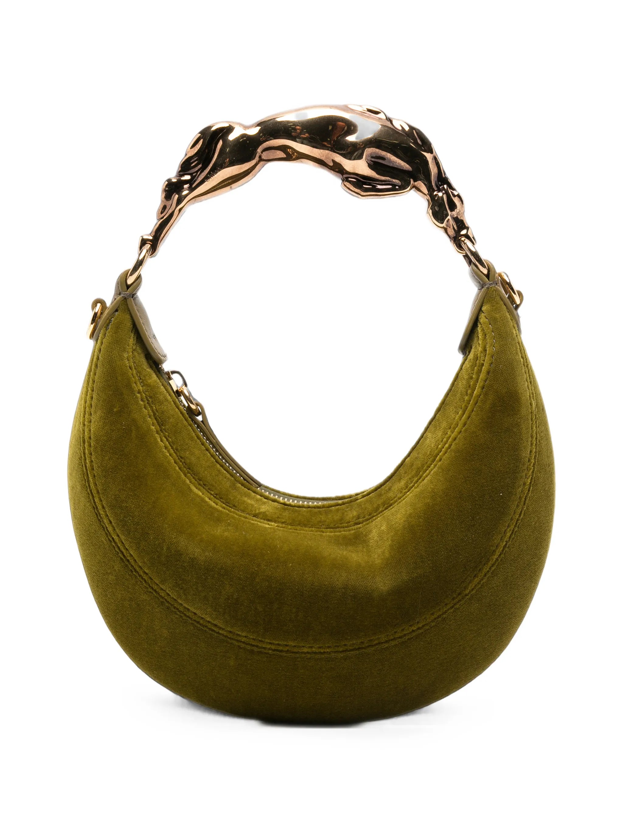 small horse-detail velvet shoulder bag