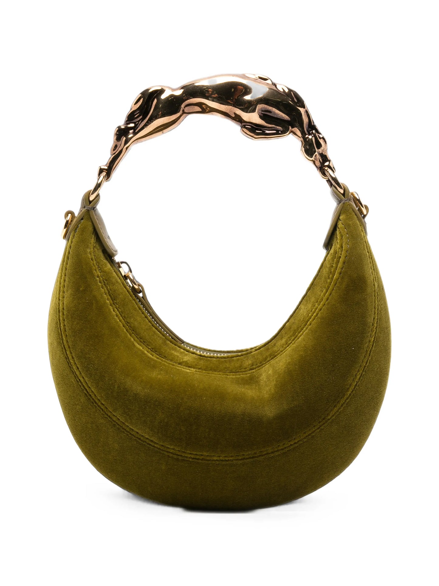 small horse-detail velvet shoulder bag