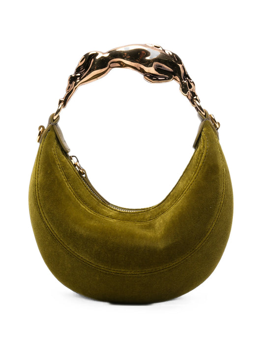 small horse-detail velvet shoulder bag