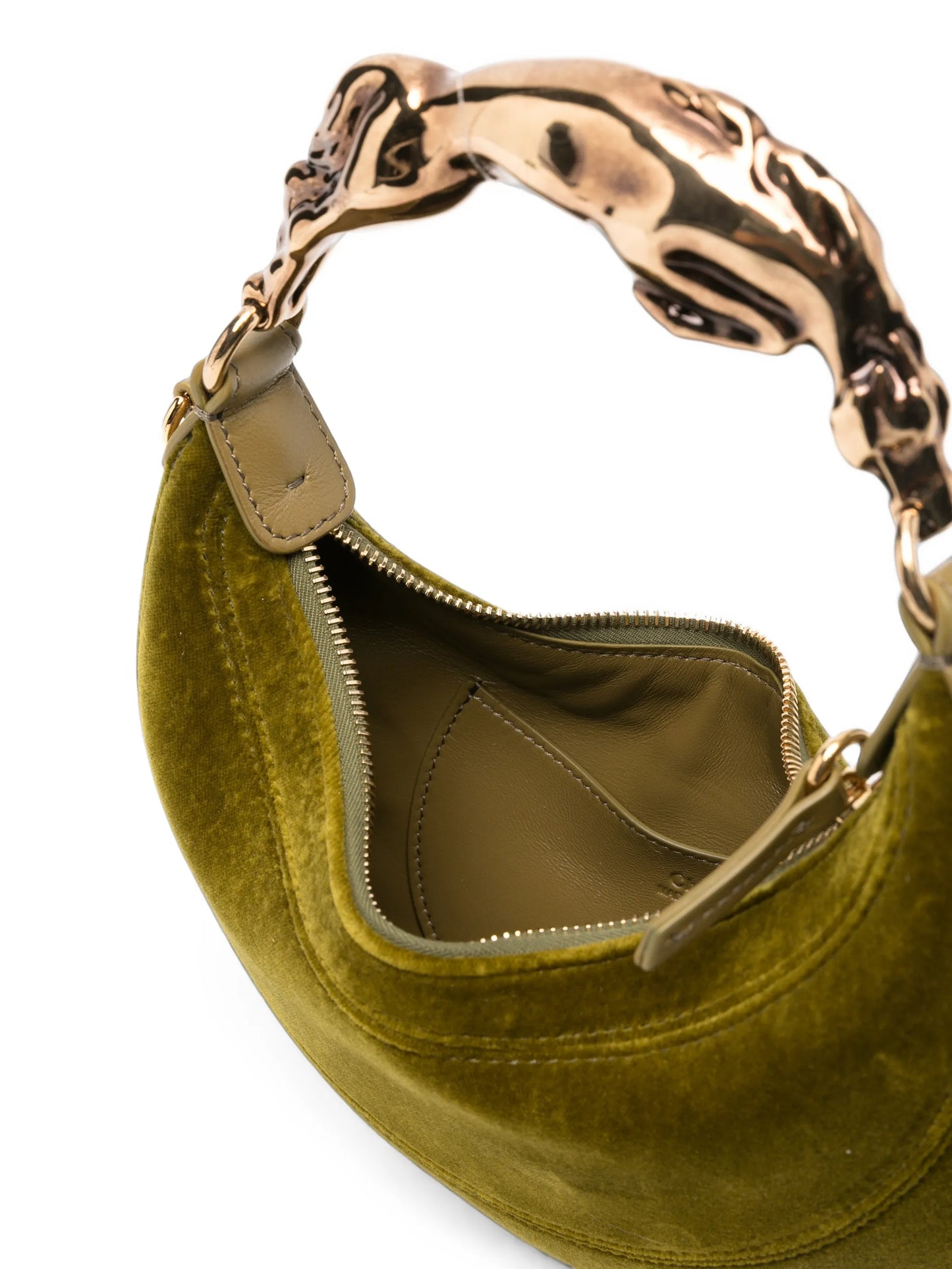 small horse-detail velvet shoulder bag