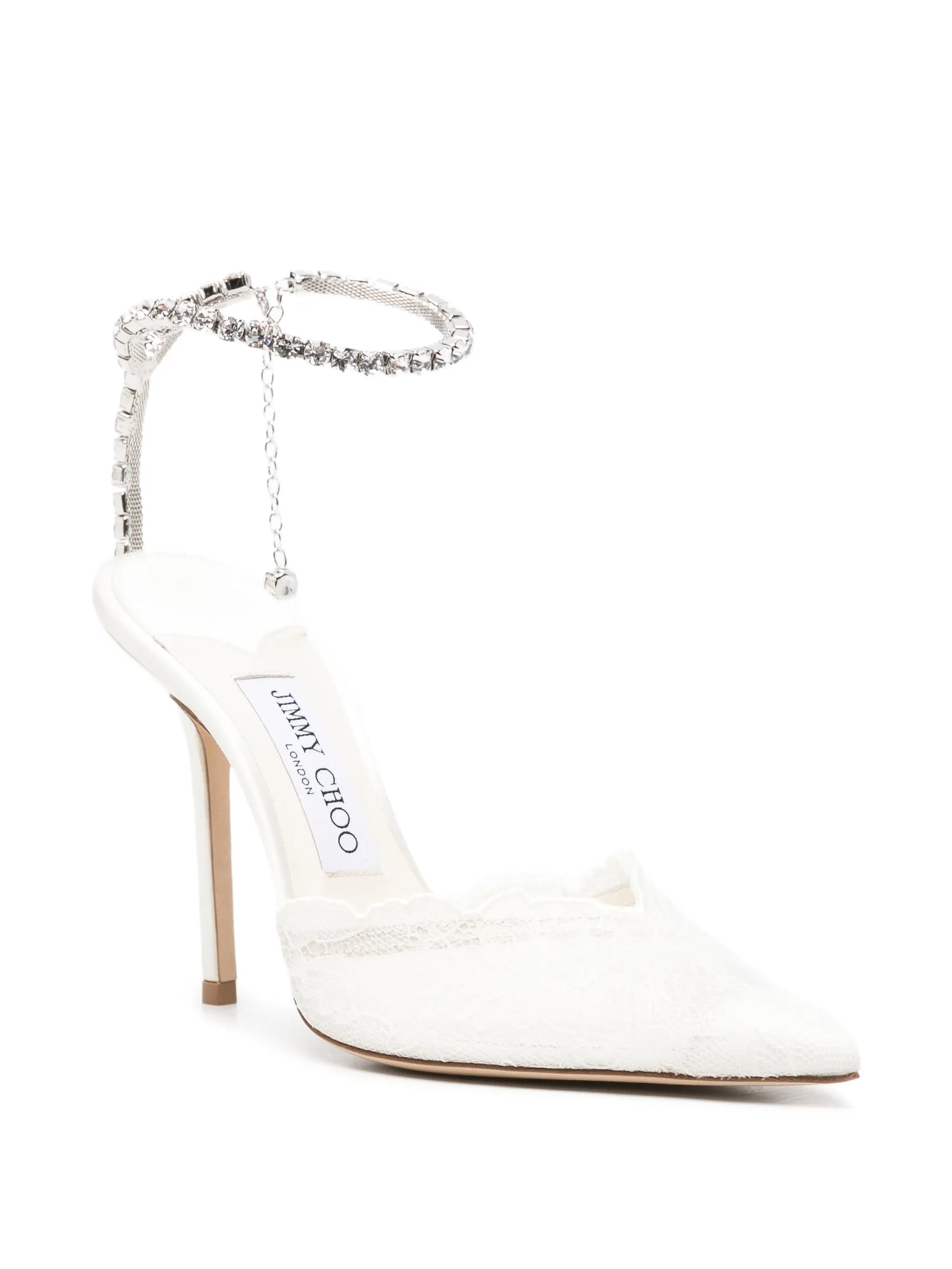 Saeda crystal-embellished lace pumps